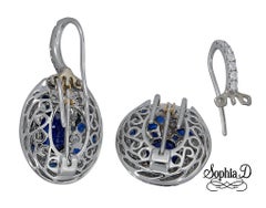 Sophia D Blue Sapphire and Diamond Art Deco Earrings in Platinum