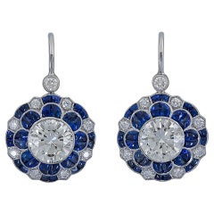 Gorgeous Platinum Sapphire and Diamond Earrings