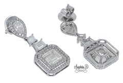 Sophia D. Square Cut All Diamond Platinum Earrings