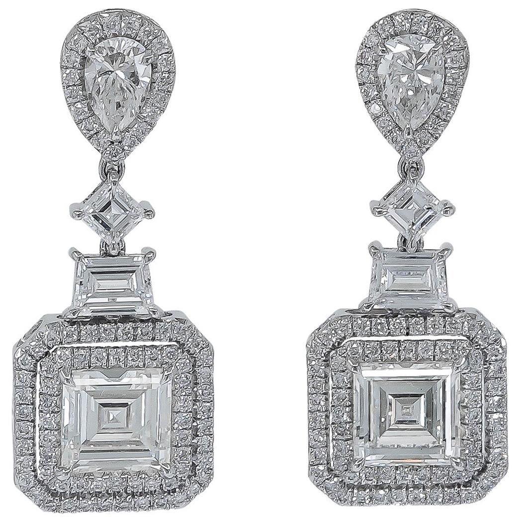 Sophia D. Square Cut All Diamond Platinum Earrings For Sale