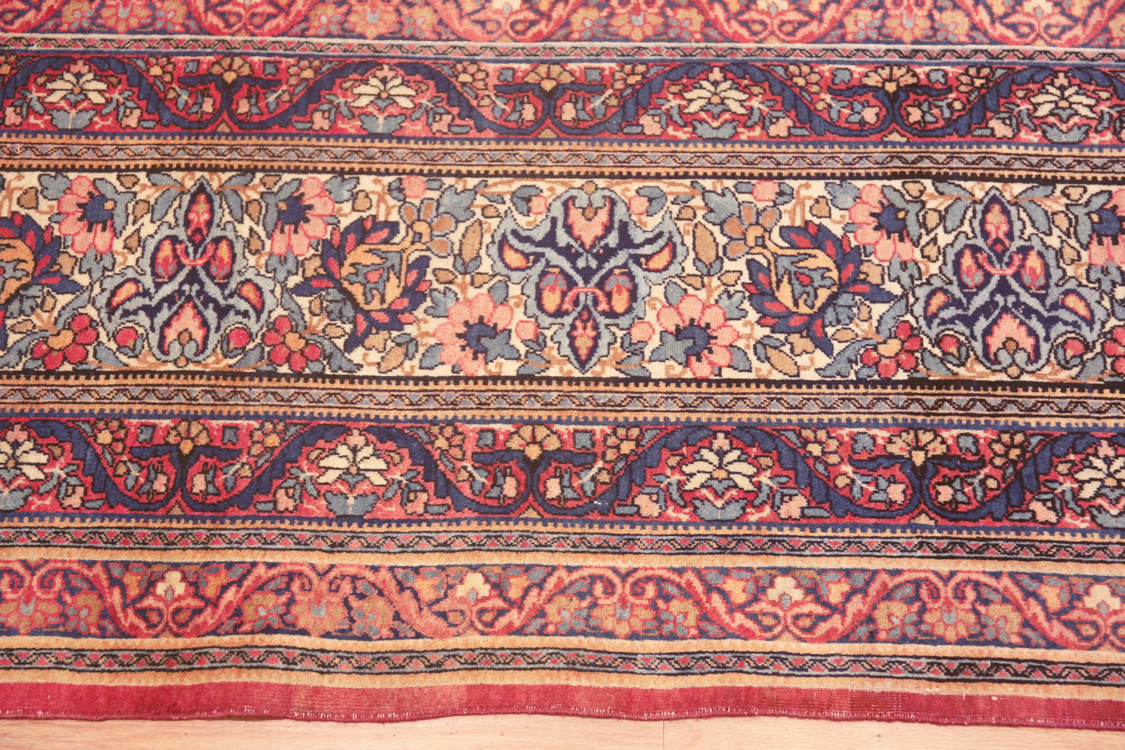 Kirman Magnifique tapis persan ancien Kerman à fleurs 10'8