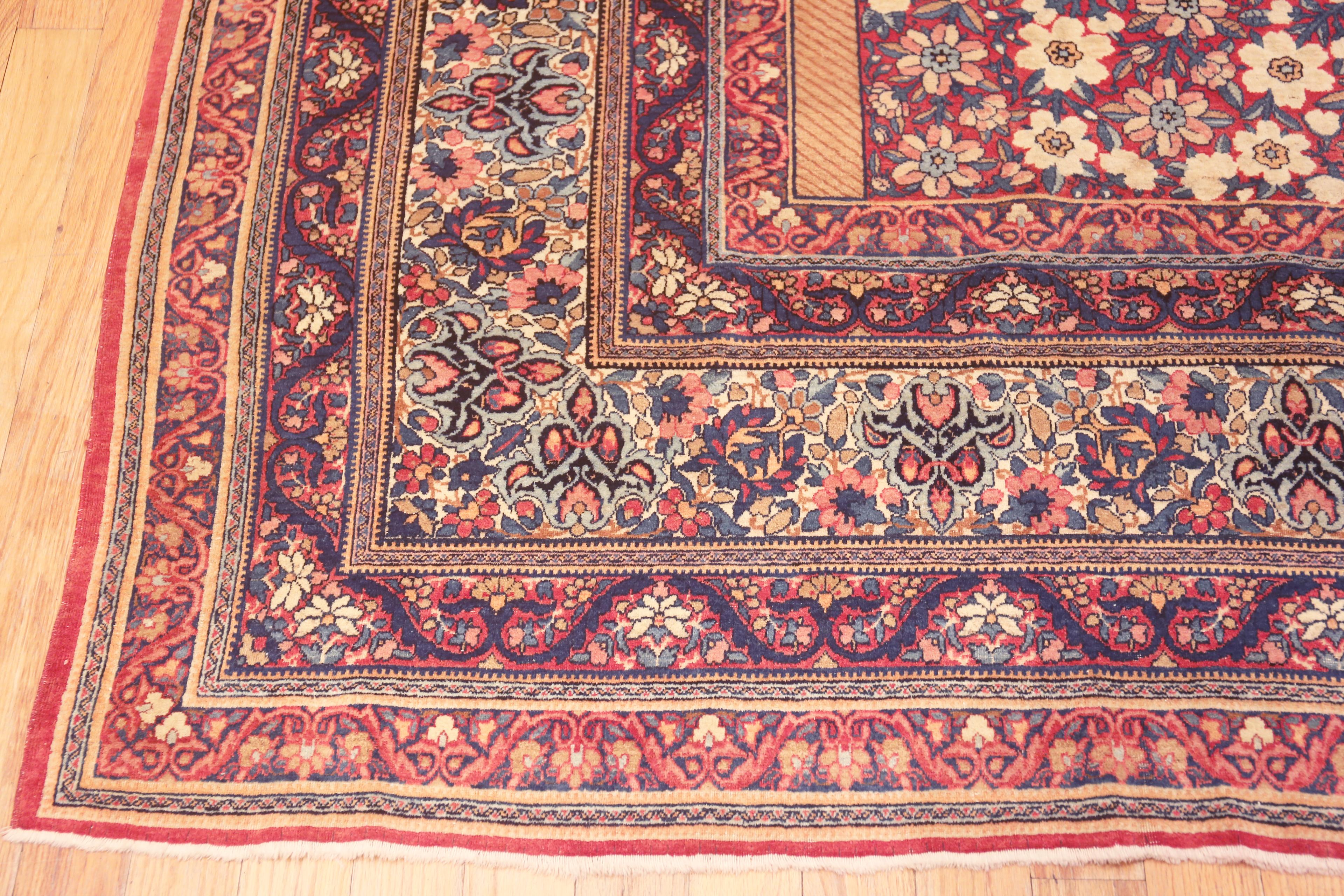 Noué à la main Magnifique tapis persan ancien Kerman à fleurs 10'8