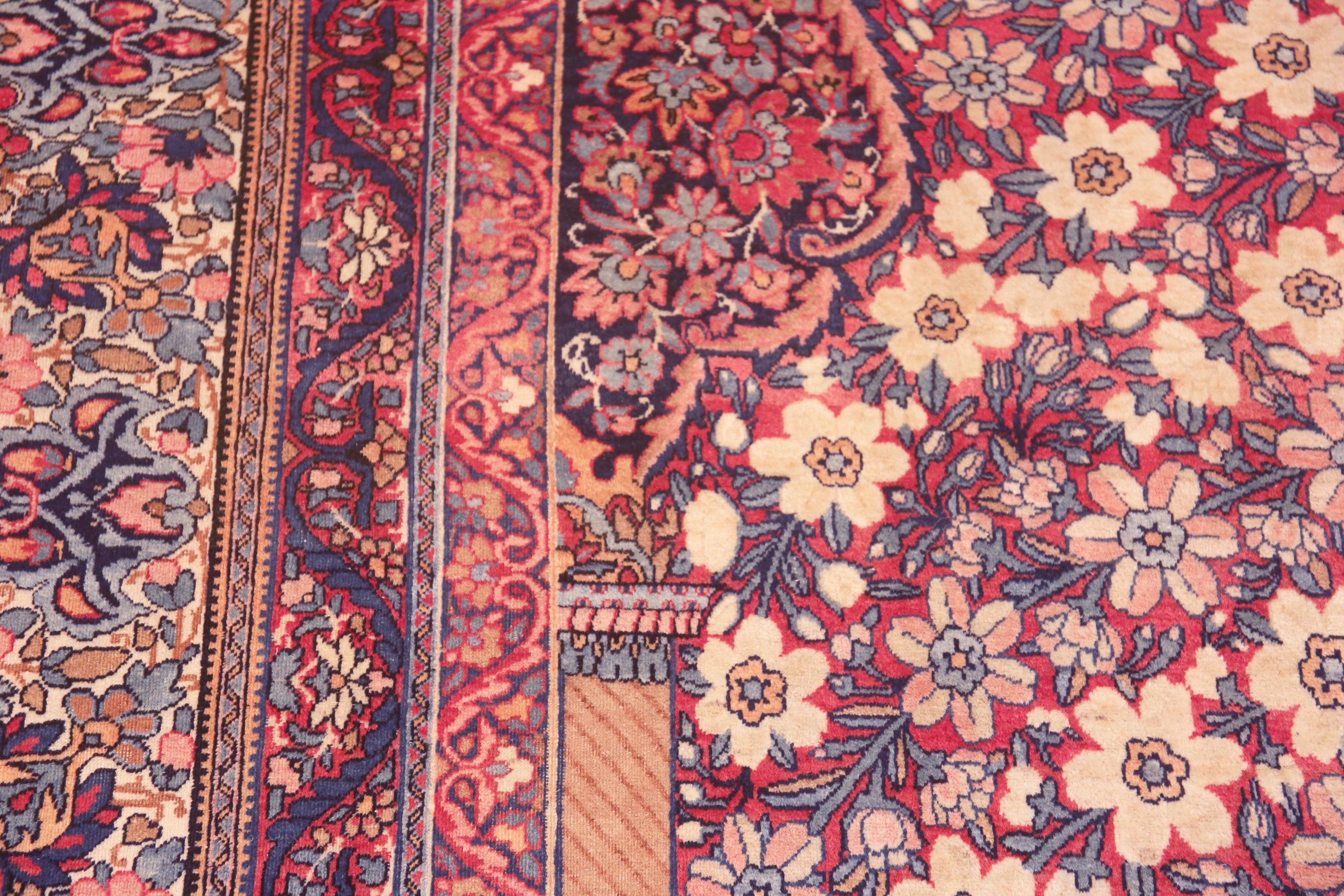 Gorgeous Prayer Design Antique Persian Kerman Floral Rug 10'8