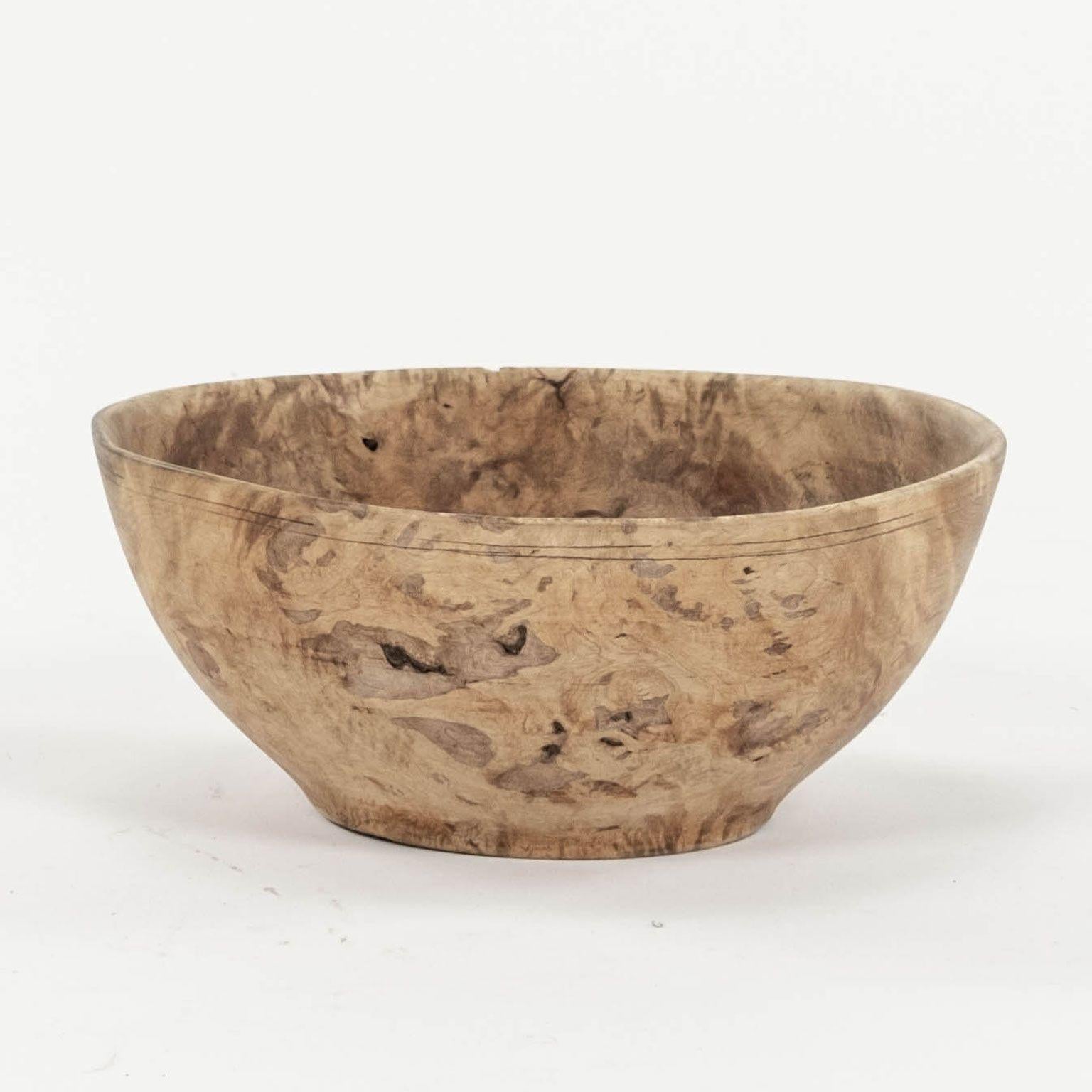 Turned Gorgeous Primitive Swedish Burl Rootwood Bowl For Sale