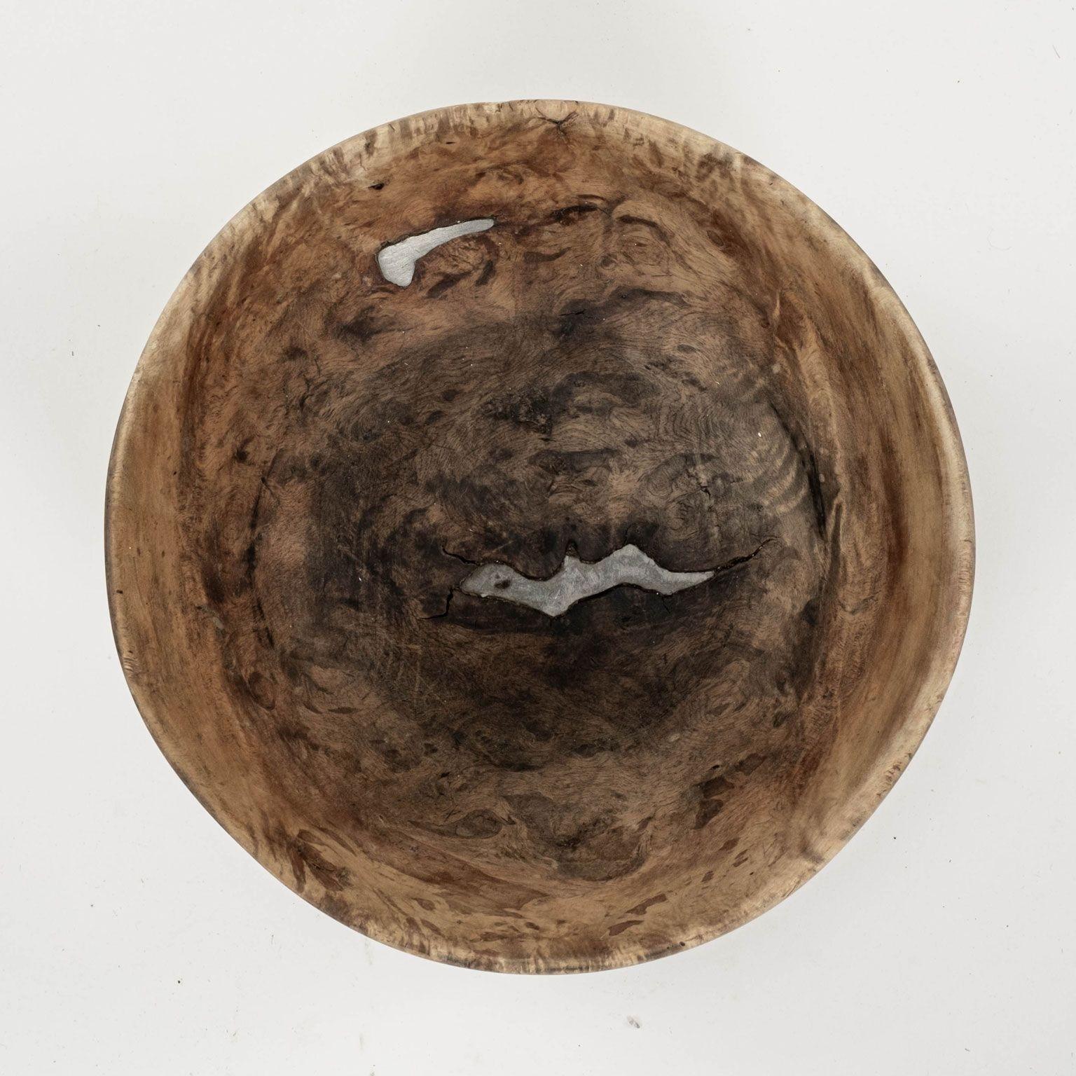 Steel Gorgeous Primitive Swedish Burl Rootwood Bowl For Sale