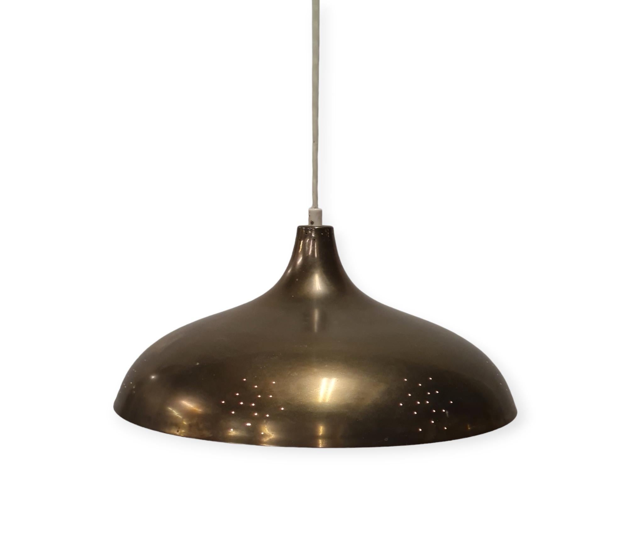 Scandinavian Modern Gorgeous PSO ceiling lamp model 468010 in perforated brass, 1950s For Sale
