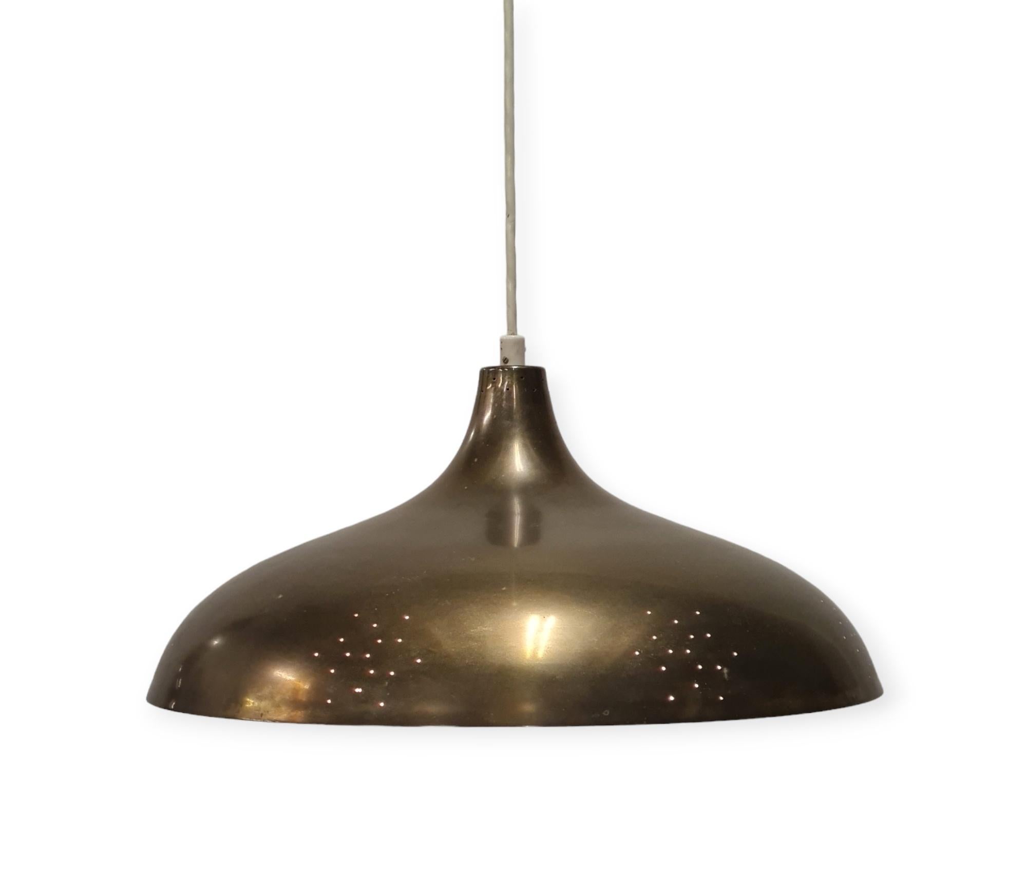 Finnish Gorgeous PSO ceiling lamp model 468010 in perforated brass, 1950s For Sale