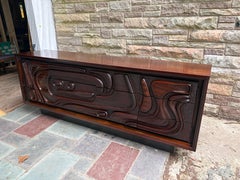 Gorgeous Pulaski Oceanic Sculpted Front Brutalist Credenza Cabinet Mid--Century