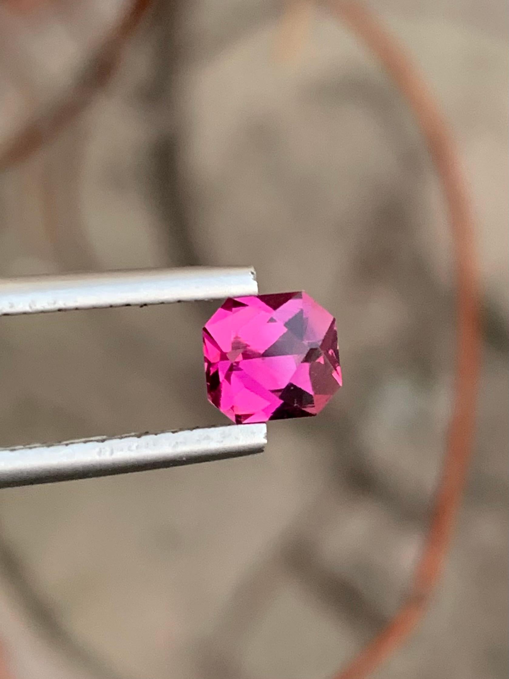 Loose Garnet
Weight: 1 Carat 
Dimension: 5.9x5.5x3.4 Mm
Origin: Tanzania
Shape: Octagon 
Color: Purplish Pink
Treatment: Non
Rhodolite garnet is a striking and valuable gemstone that stands out for its alluring red-violet to purplish-red color. This
