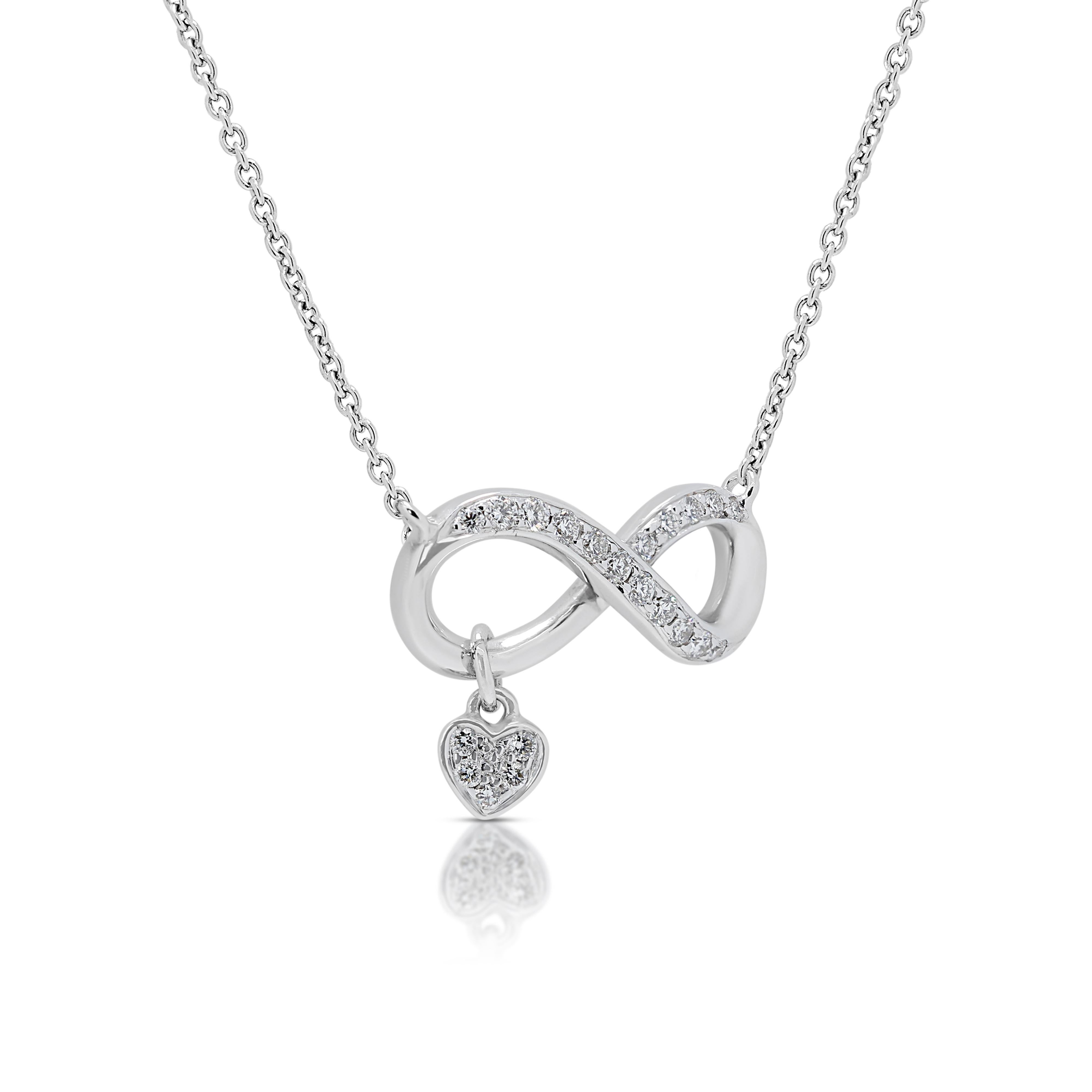 Taglio rotondo Splendida collana di diamanti naturali da un quarto di carato in oro bianco 18 carati in vendita