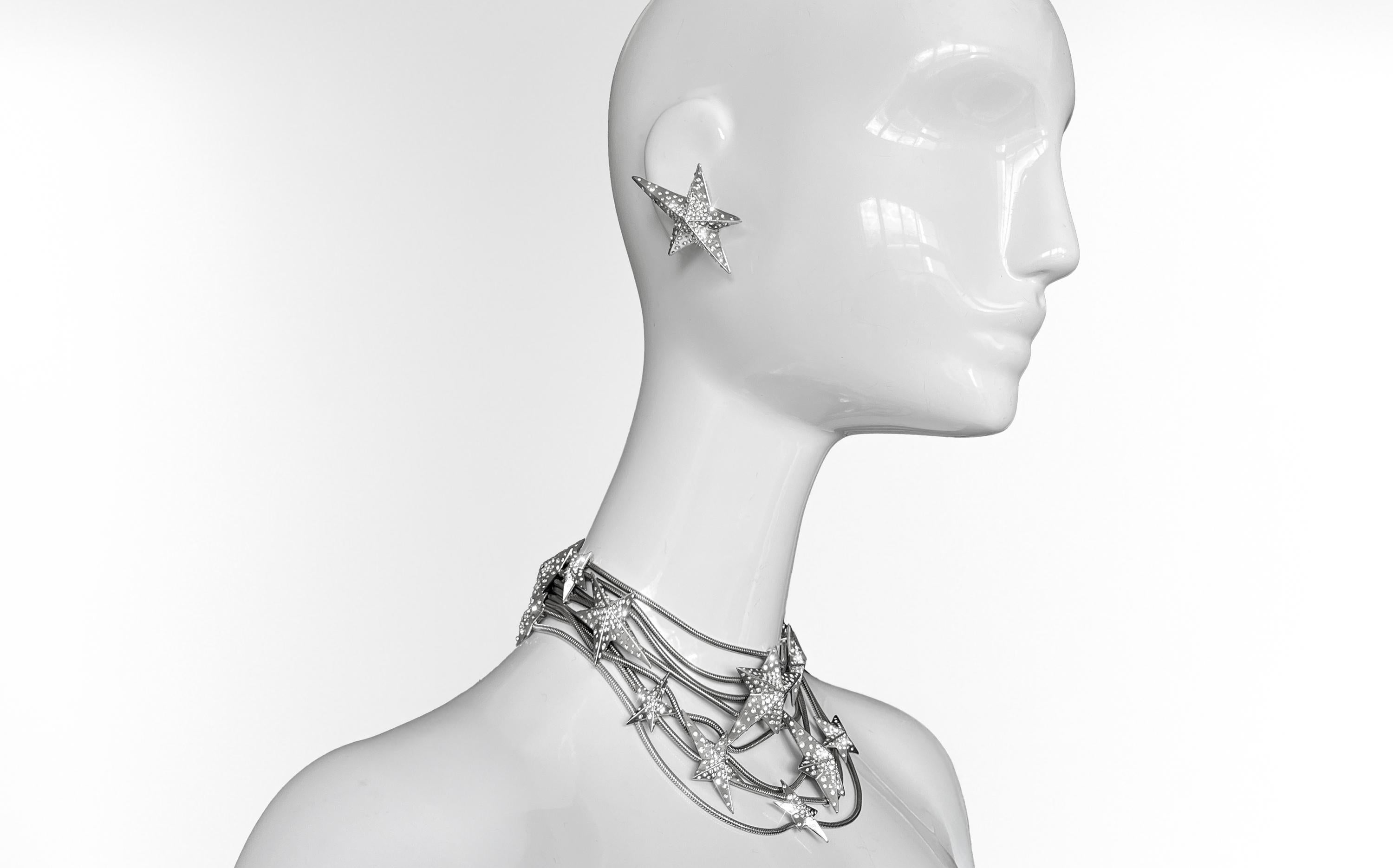 Gorgeous Rare Thierry Mugler ‘Angel’ Star Collier and Earring Set For Sale 1