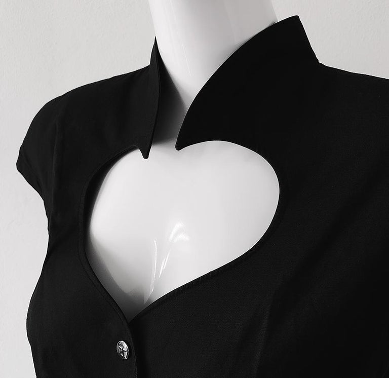 Gorgeous Rare Thierry Mugler Dress Black Dramatic Collar Heart Shaped ...