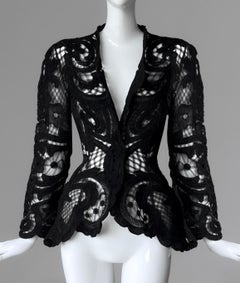 Gorgeous Rare Thierry Mugler Jacket Black Lace Semi Sheer Dream
