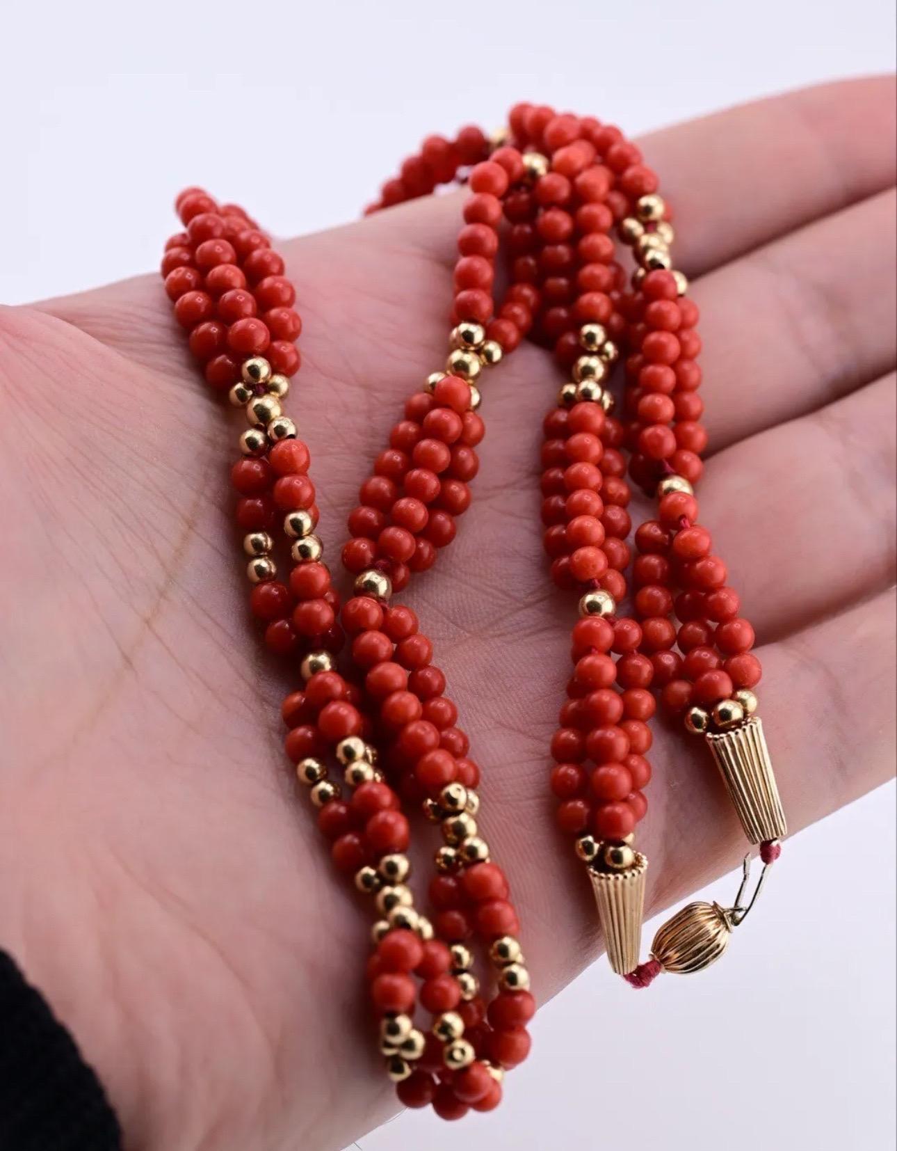Gorgeous Red Blood Coral Necklace With Natural Non Treated Coral For Sale 2
