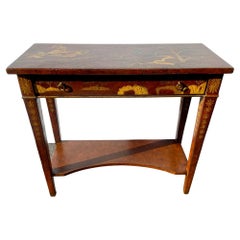 Gorgeous Red Lacquer and Meticulously Decorated Chinoiserie Style Console Table