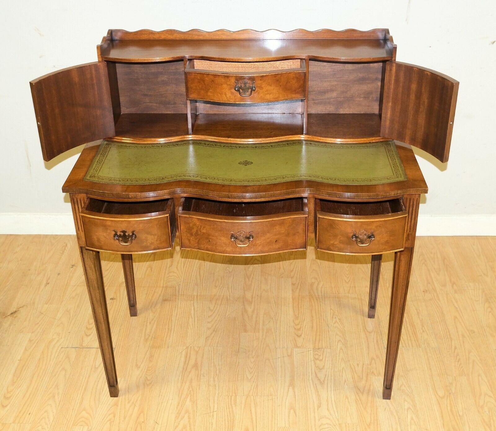 English Gorgeous Reprodux Bevan Funnell Light Hardwood Ladies Writing Desk Leather Top