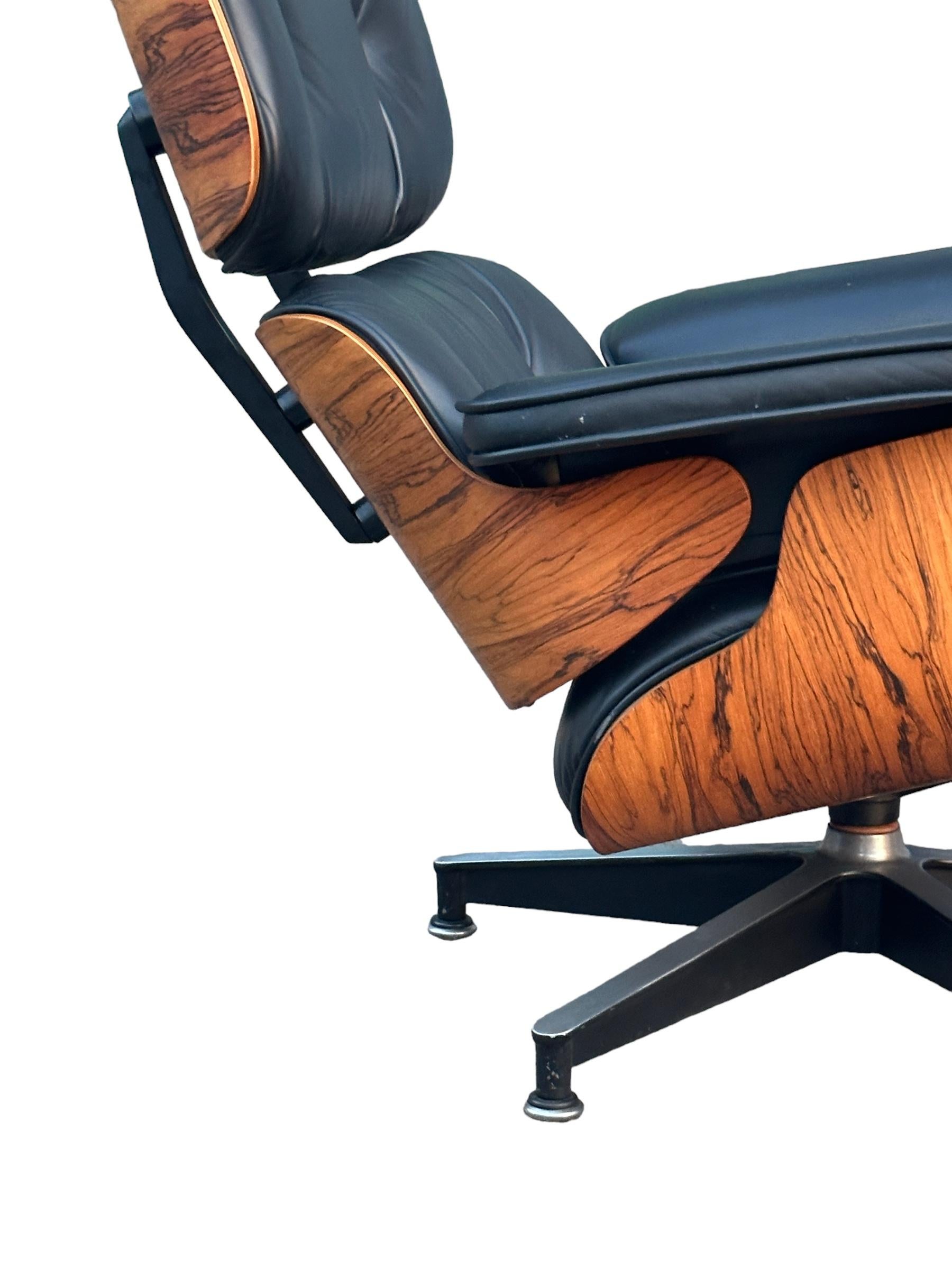 Gorgeous Restored Eames Lounge Chair and Ottoman with Black Leather 5