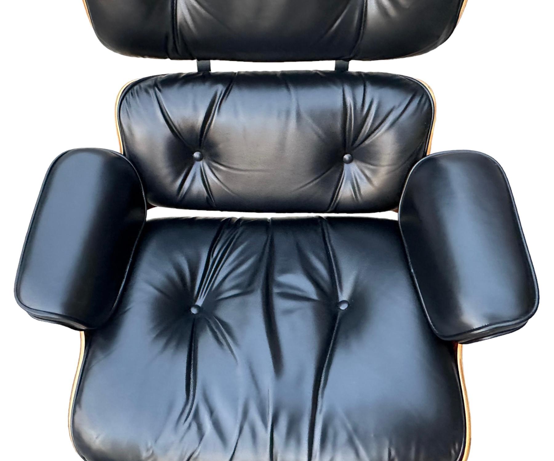 Gorgeous Restored Eames Lounge Chair and Ottoman with Black Leather 12