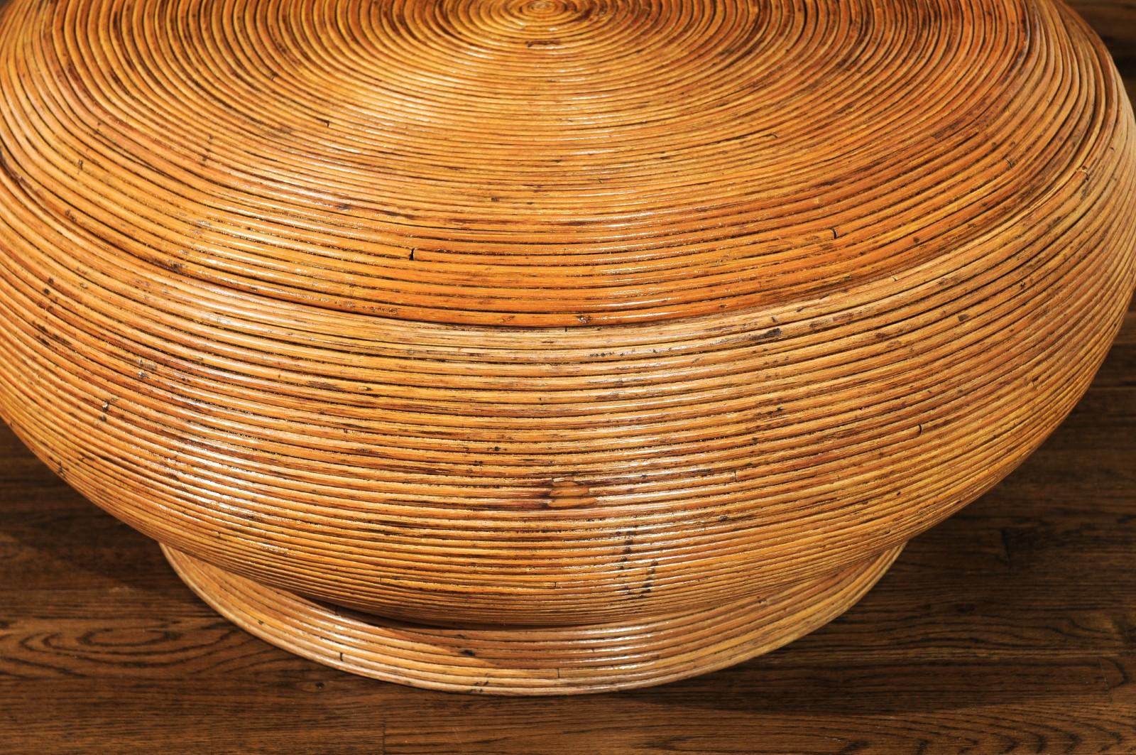 Gorgeous Restored Expandable Circular Bamboo Coffee Table, circa 1975 8