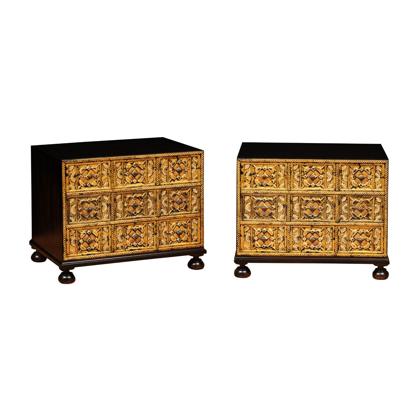 Gorgeous Restored Pair of Mediterranean Treasure Chests by Widdicomb, circa 1965 For Sale 11