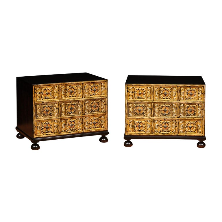 Gorgeous Restored Pair of Mediterranean Treasure Chests by Widdicomb, circa 1965 For Sale 11