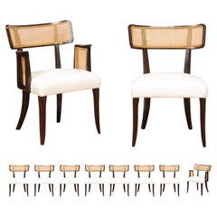 Gorgeous Restored Set of 10 Klismos Cane Dining Chairs by Wormley for Dunbar