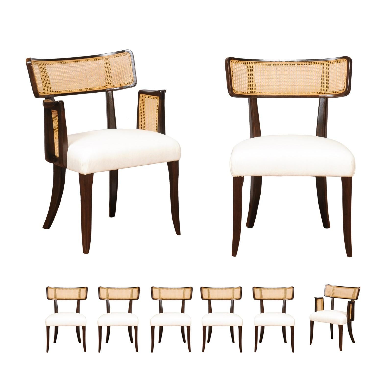 Gorgeous Restored Set of 8 Cane Dining Chairs by Wormley for Dunbar, circa 1948 For Sale 13