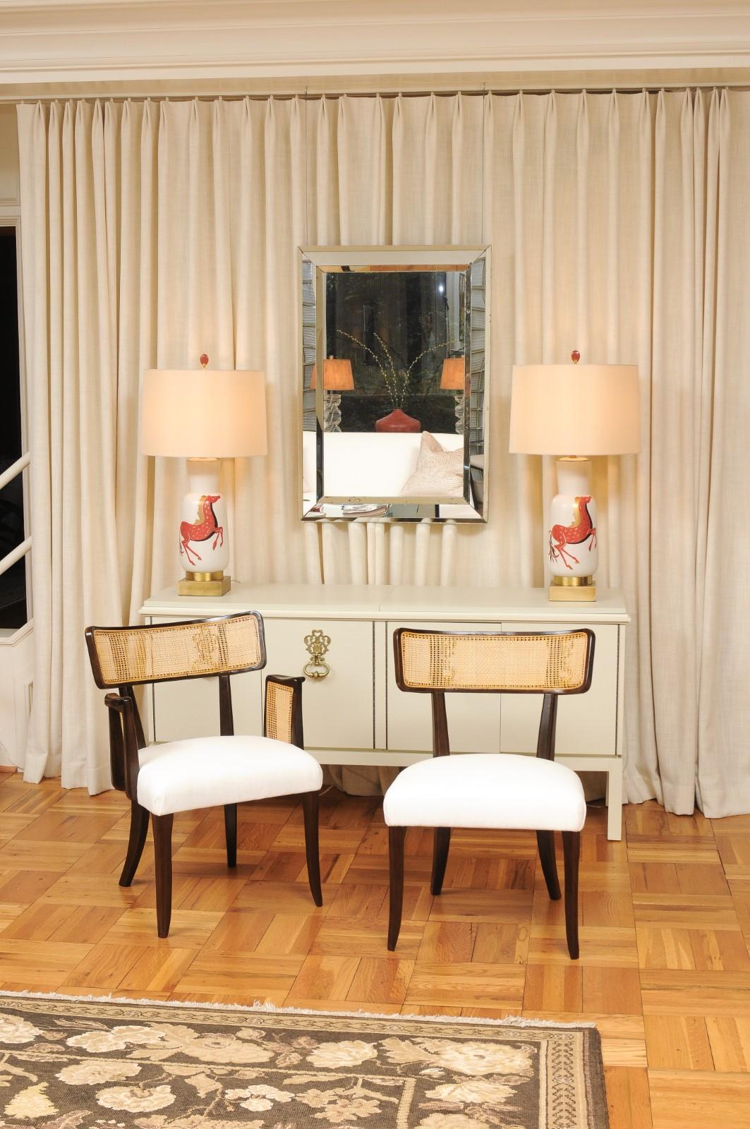 Mid-Century Modern Gorgeous Restored Set of 8 Cane Dining Chairs by Wormley for Dunbar, circa 1948 For Sale