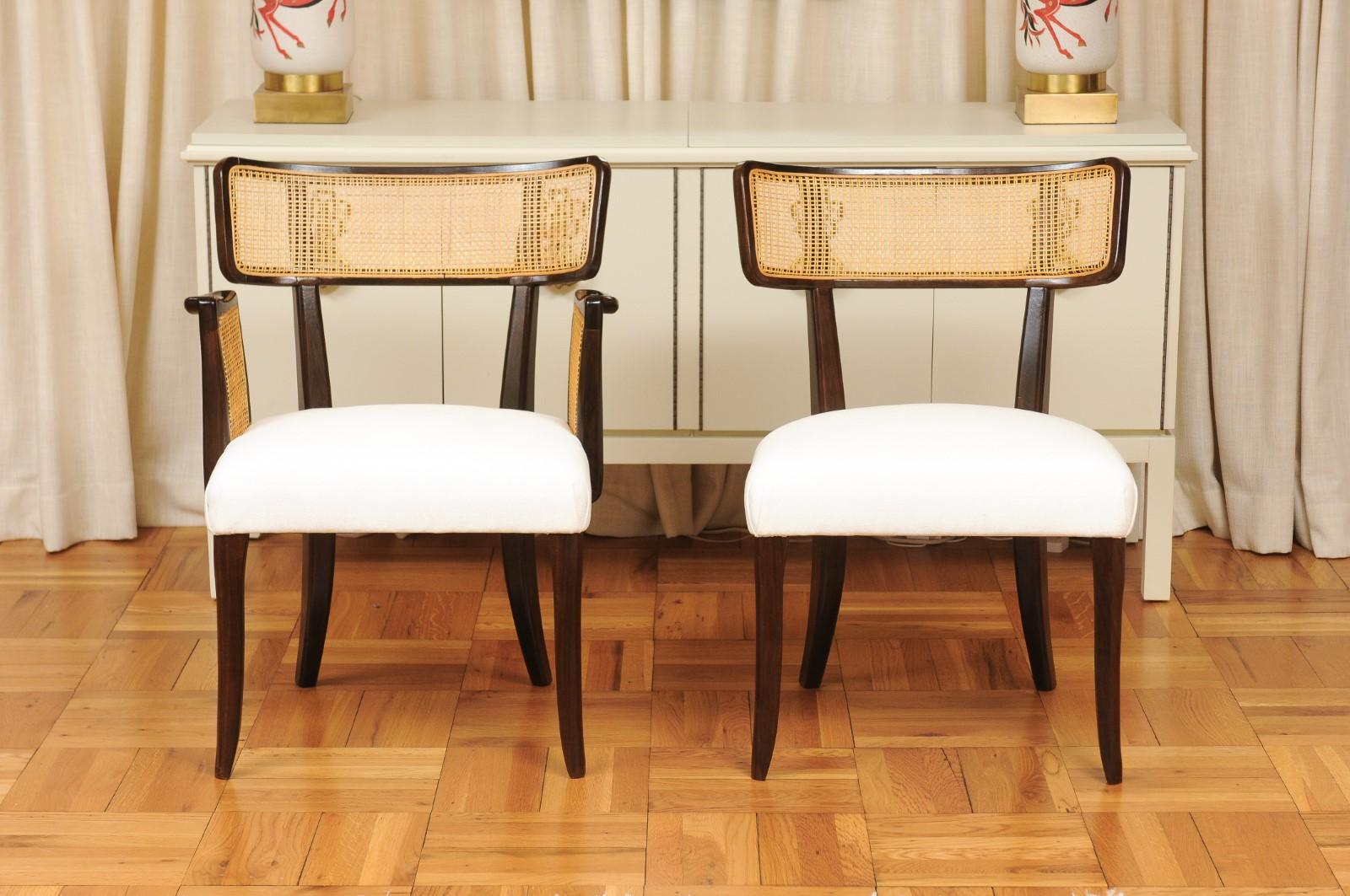 Mid-20th Century Gorgeous Restored Set of 8 Cane Dining Chairs by Wormley for Dunbar, circa 1948 For Sale