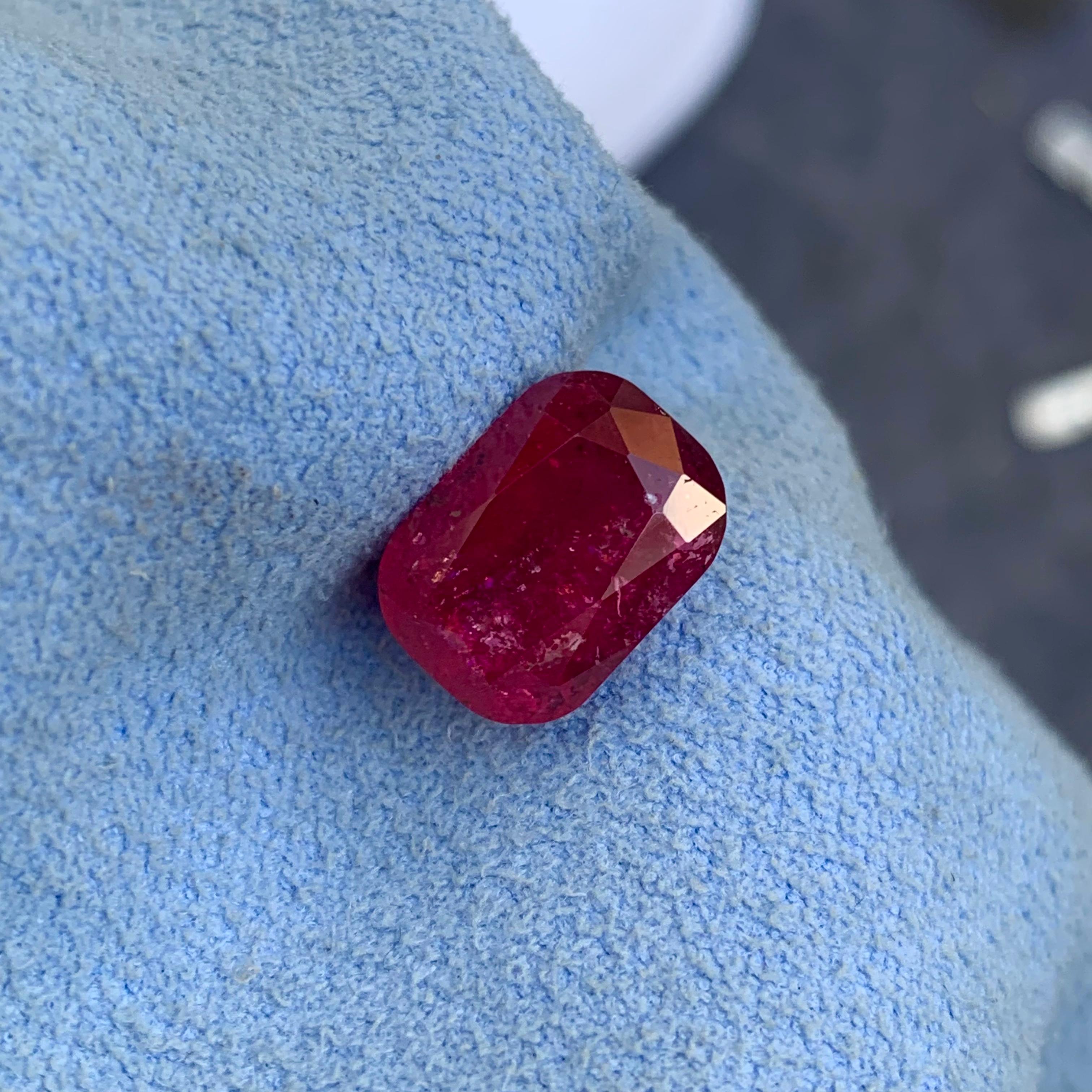 Gorgeous Rich Color Loose Included Rubellite Tourmaline 5.50 Carat Cushion Shape For Sale 1