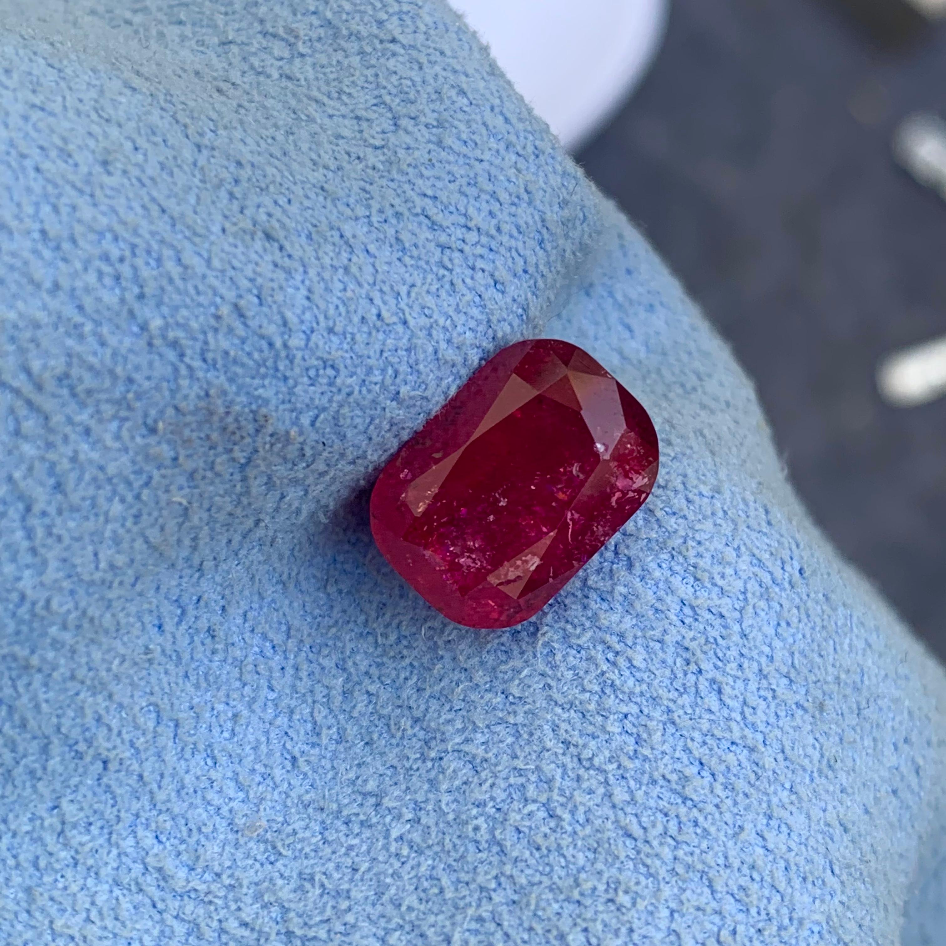 Gorgeous Rich Color Loose Included Rubellite Tourmaline 5.50 Carat Cushion Shape For Sale 2