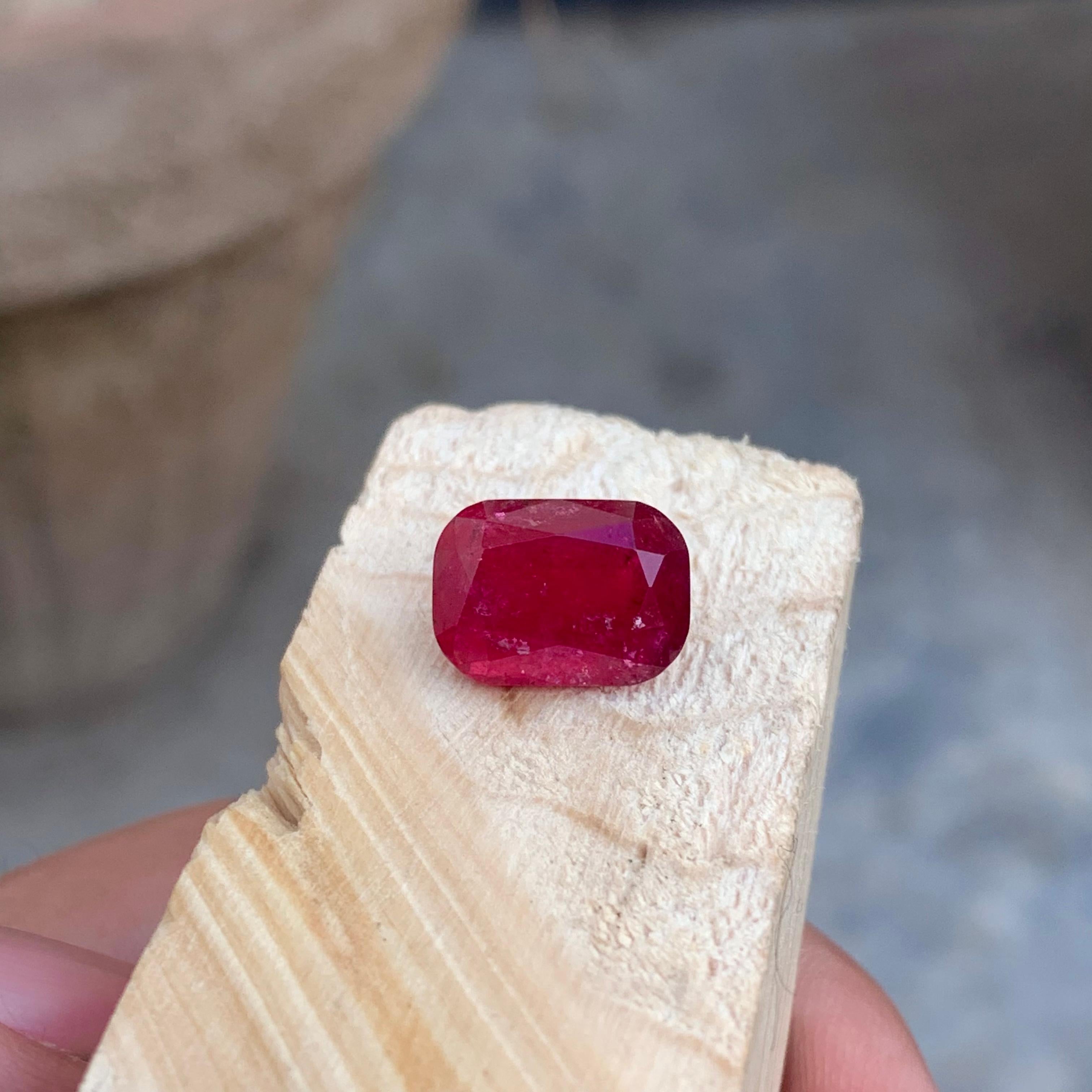 Gorgeous Rich Color Loose Included Rubellite Tourmaline 5.50 Carat Cushion Shape For Sale 3