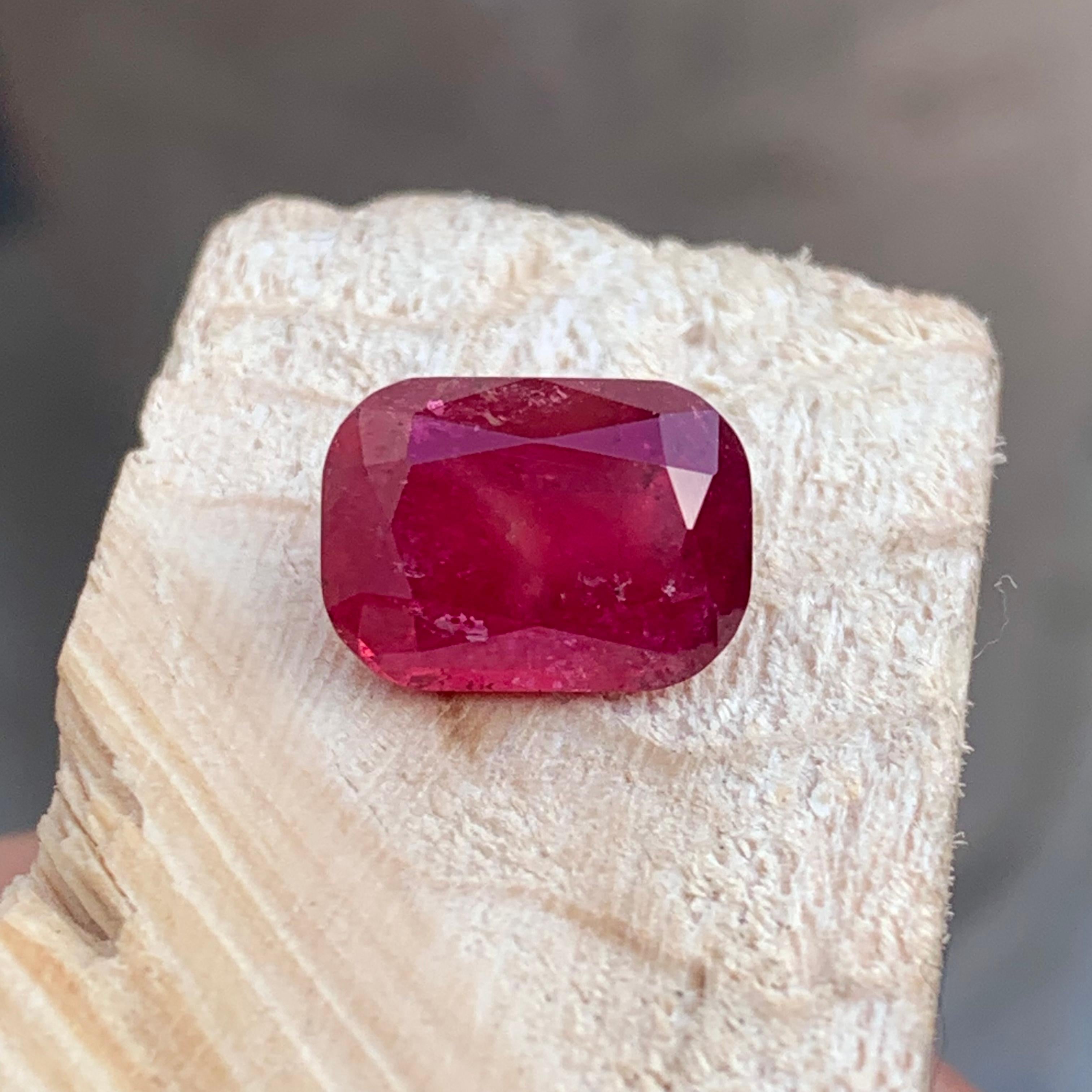 Gorgeous Rich Color Loose Included Rubellite Tourmaline 5.50 Carat Cushion Shape For Sale 4