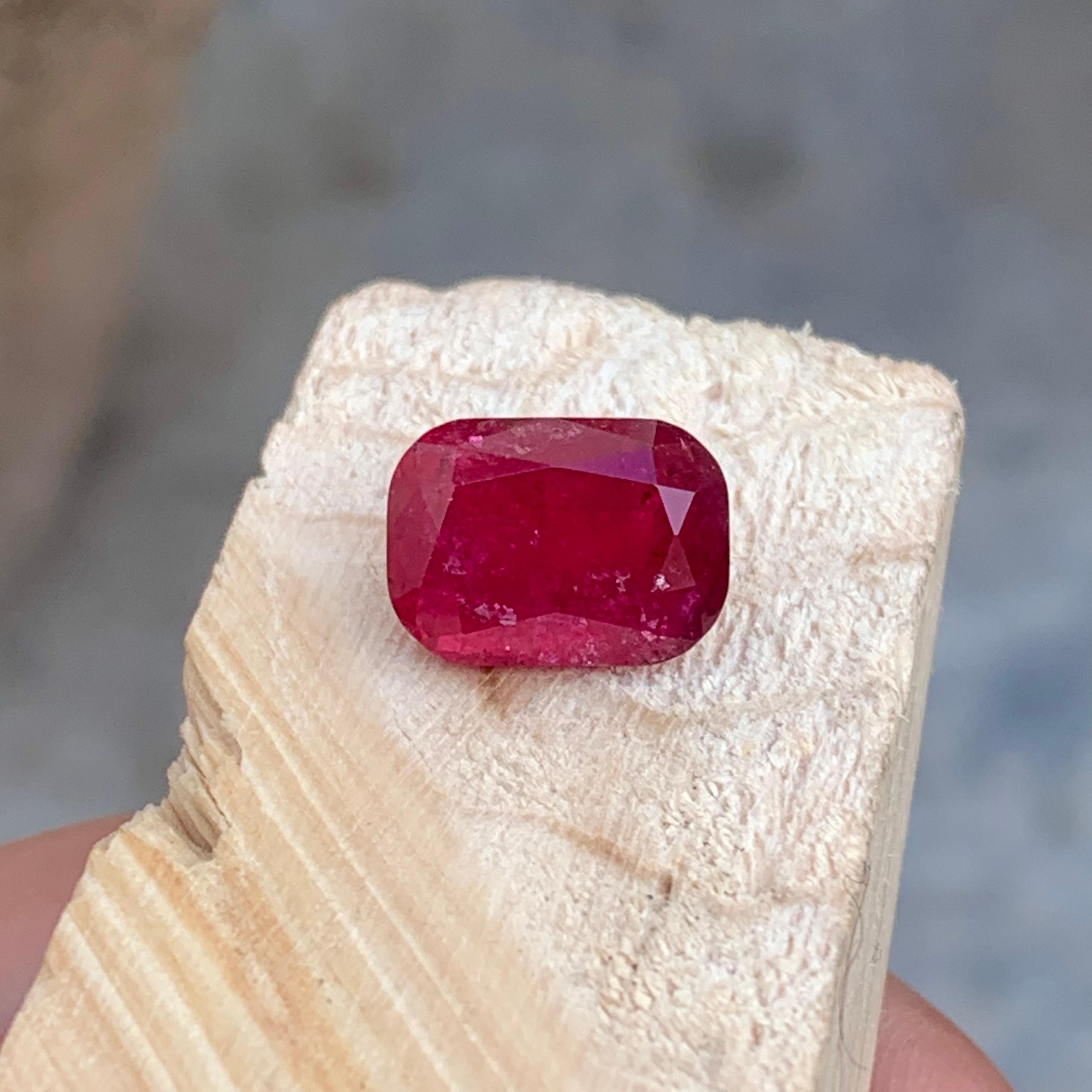 Gorgeous Rich Color Loose Included Rubellite Tourmaline 5.50 Carat Cushion Shape For Sale 5