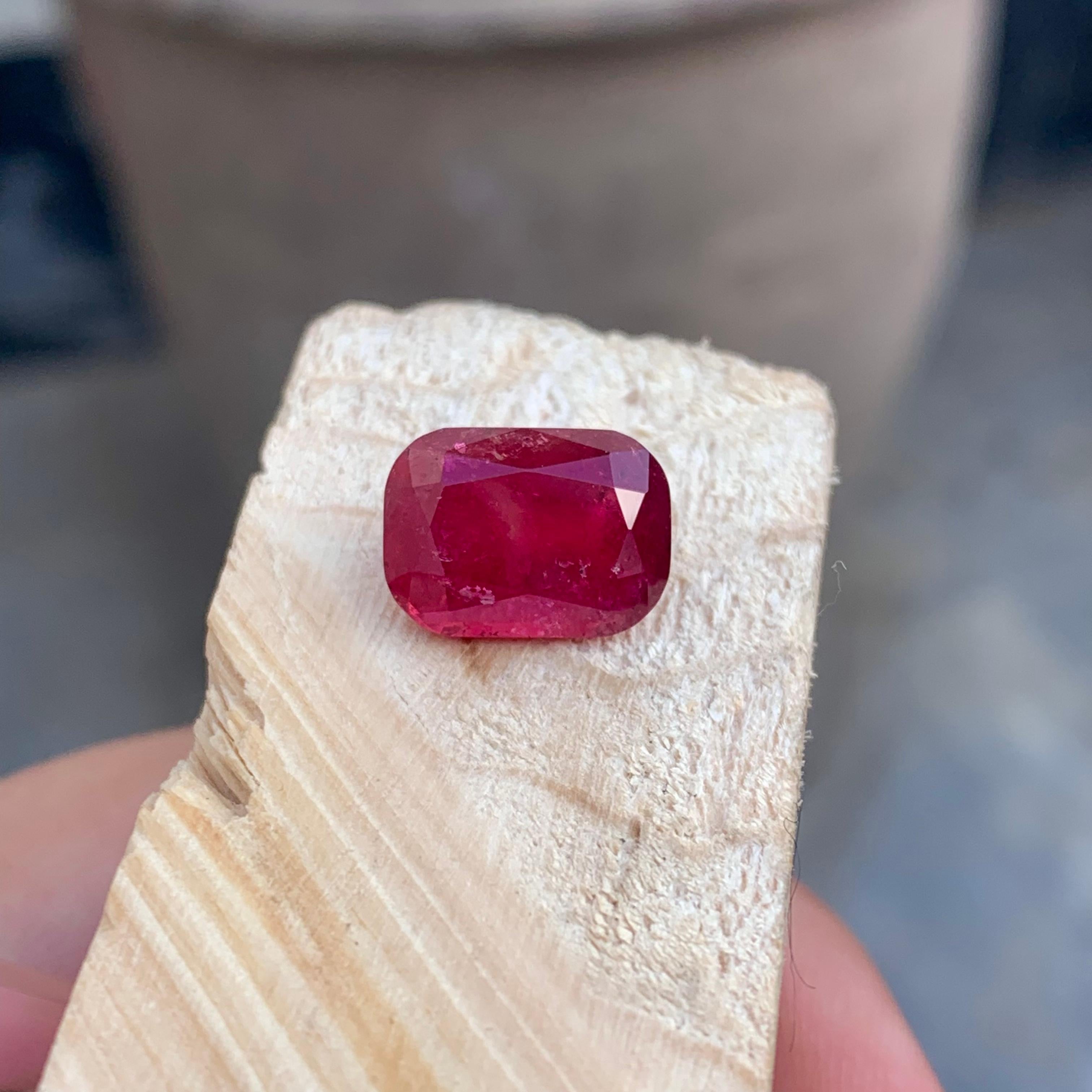 Gorgeous Rich Color Loose Included Rubellite Tourmaline 5.50 Carat Cushion Shape For Sale 6