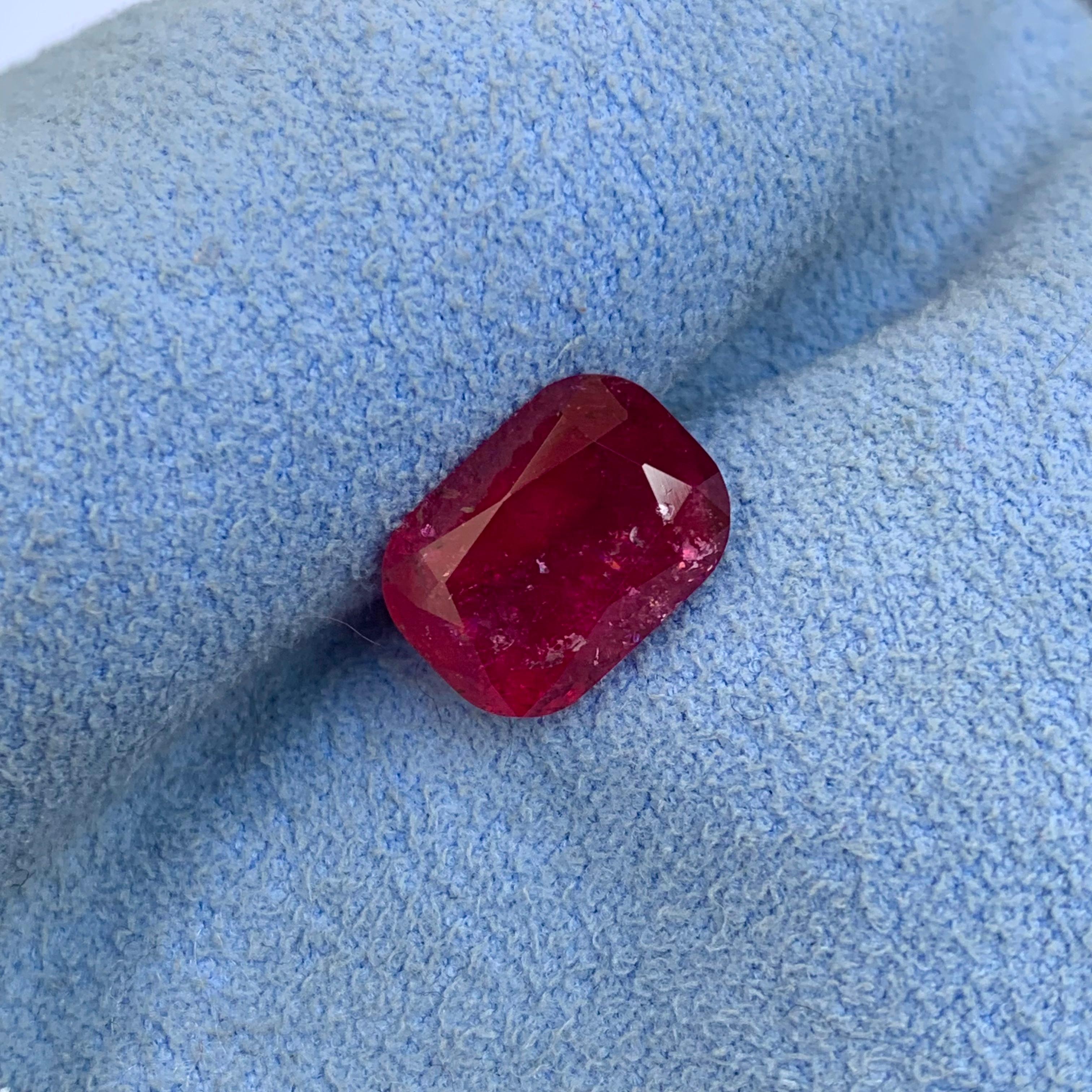 Cushion Cut Gorgeous Rich Color Loose Included Rubellite Tourmaline 5.50 Carat Cushion Shape For Sale