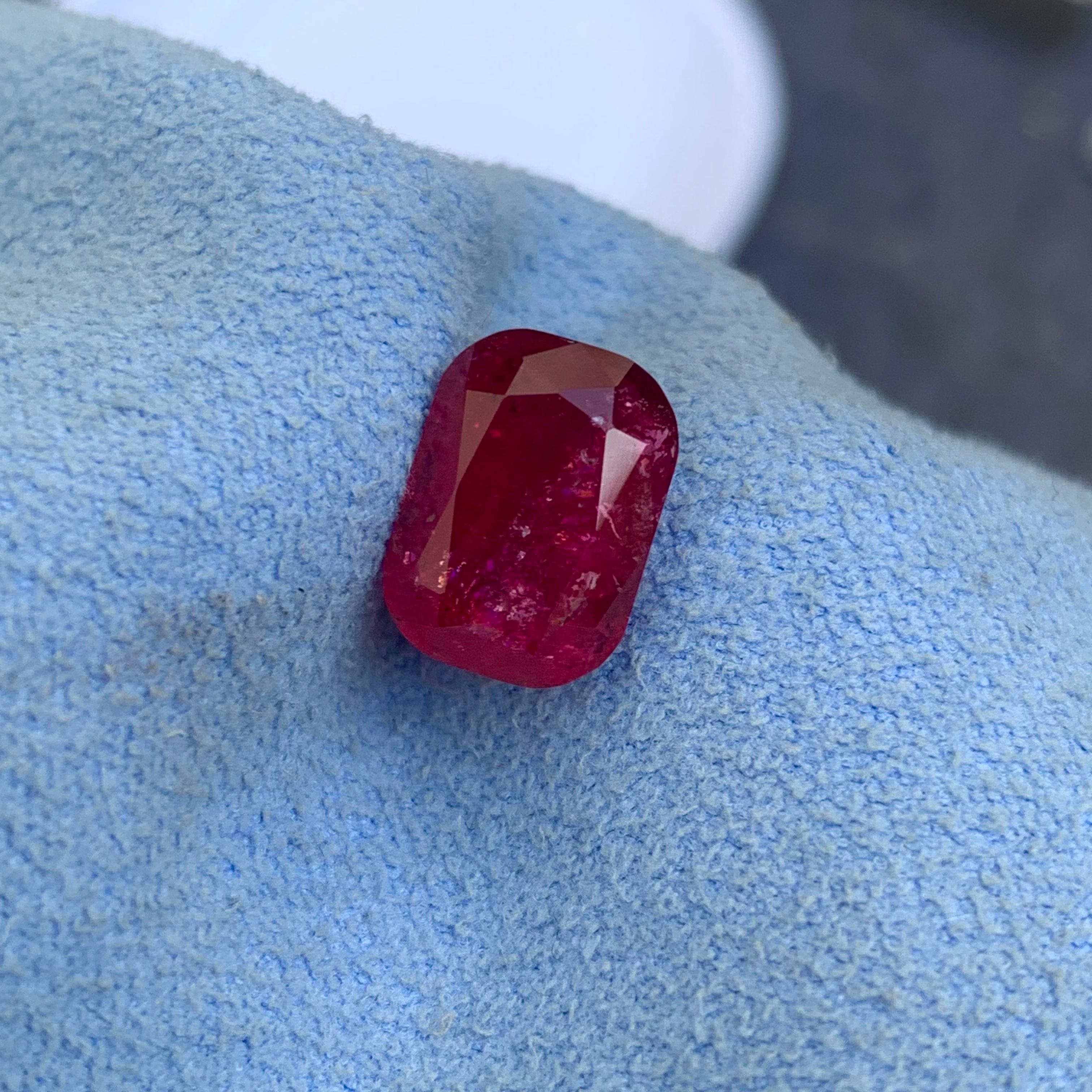 Women's or Men's Gorgeous Rich Color Loose Included Rubellite Tourmaline 5.50 Carat Cushion Shape For Sale