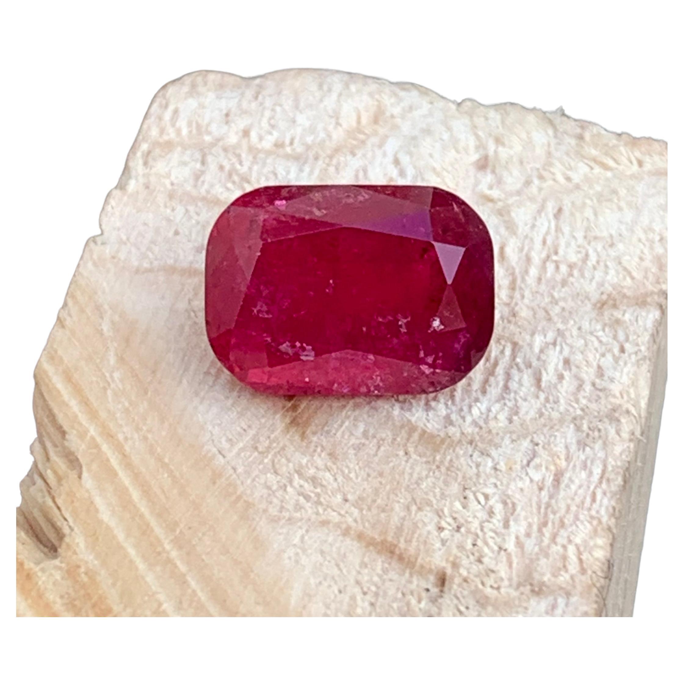 Gorgeous Rich Color Loose Included Rubellite Tourmaline 5.50 Carat Cushion Shape For Sale