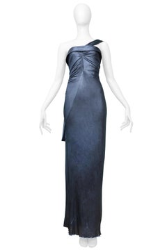 Gorgeous Roberto Cavalli Blue Metallic Braid Runway Gown 2007