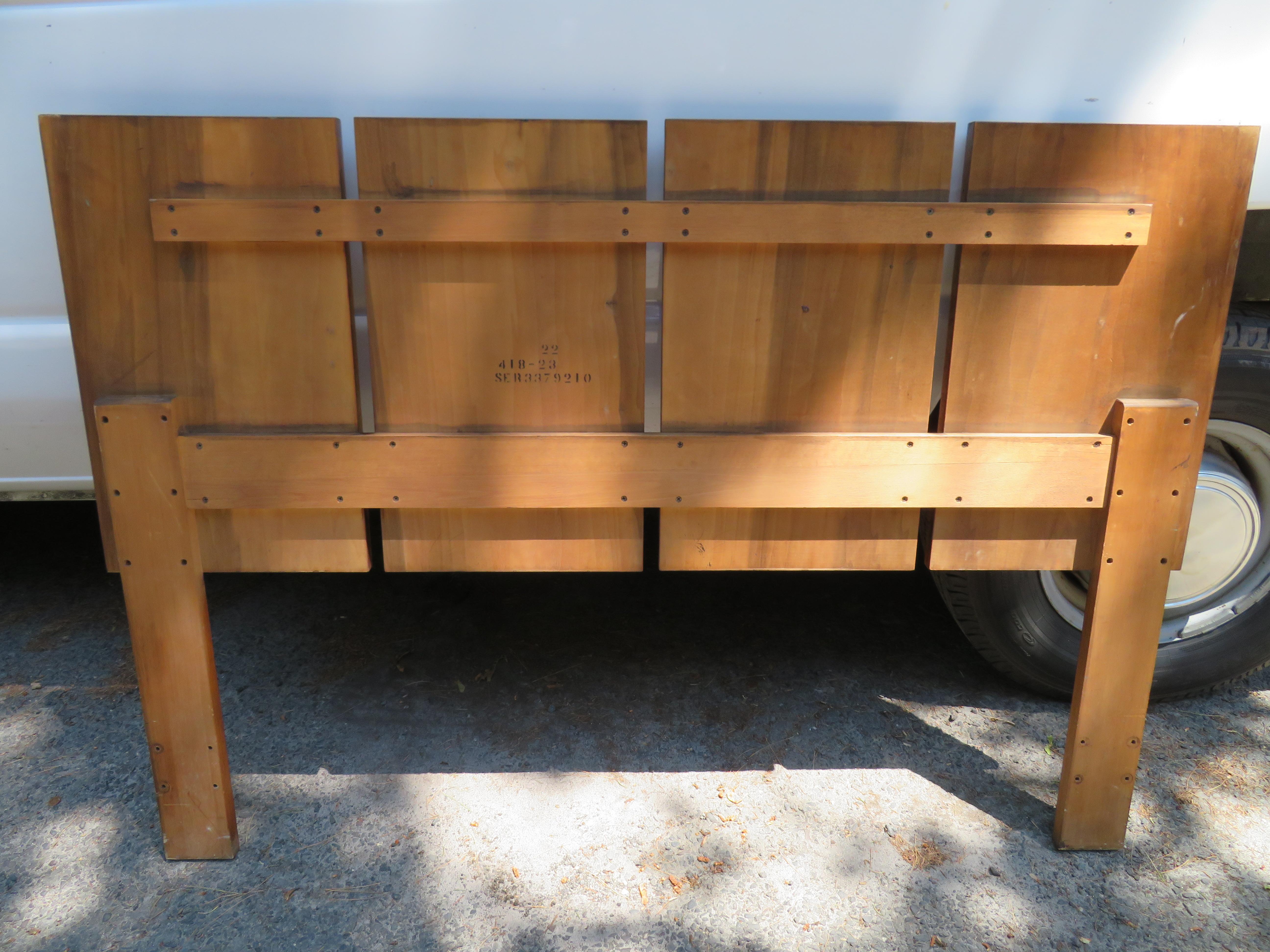 Gorgeous Roland Carter for Lane Olive Wood Queen Size Headboard Midcentury 4