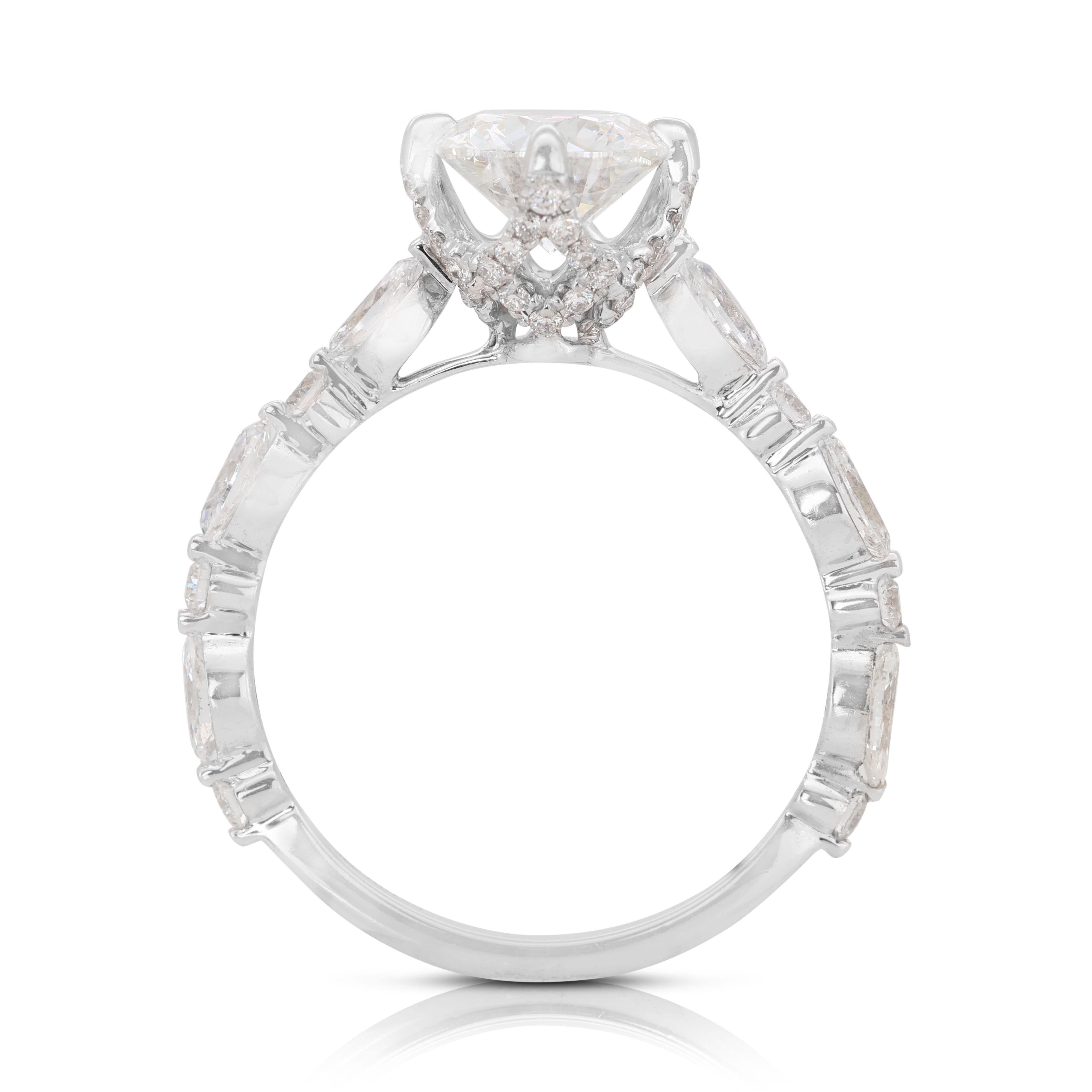 Gorgeous Rose-designed 18K White Gold Diamond Ring For Sale 1