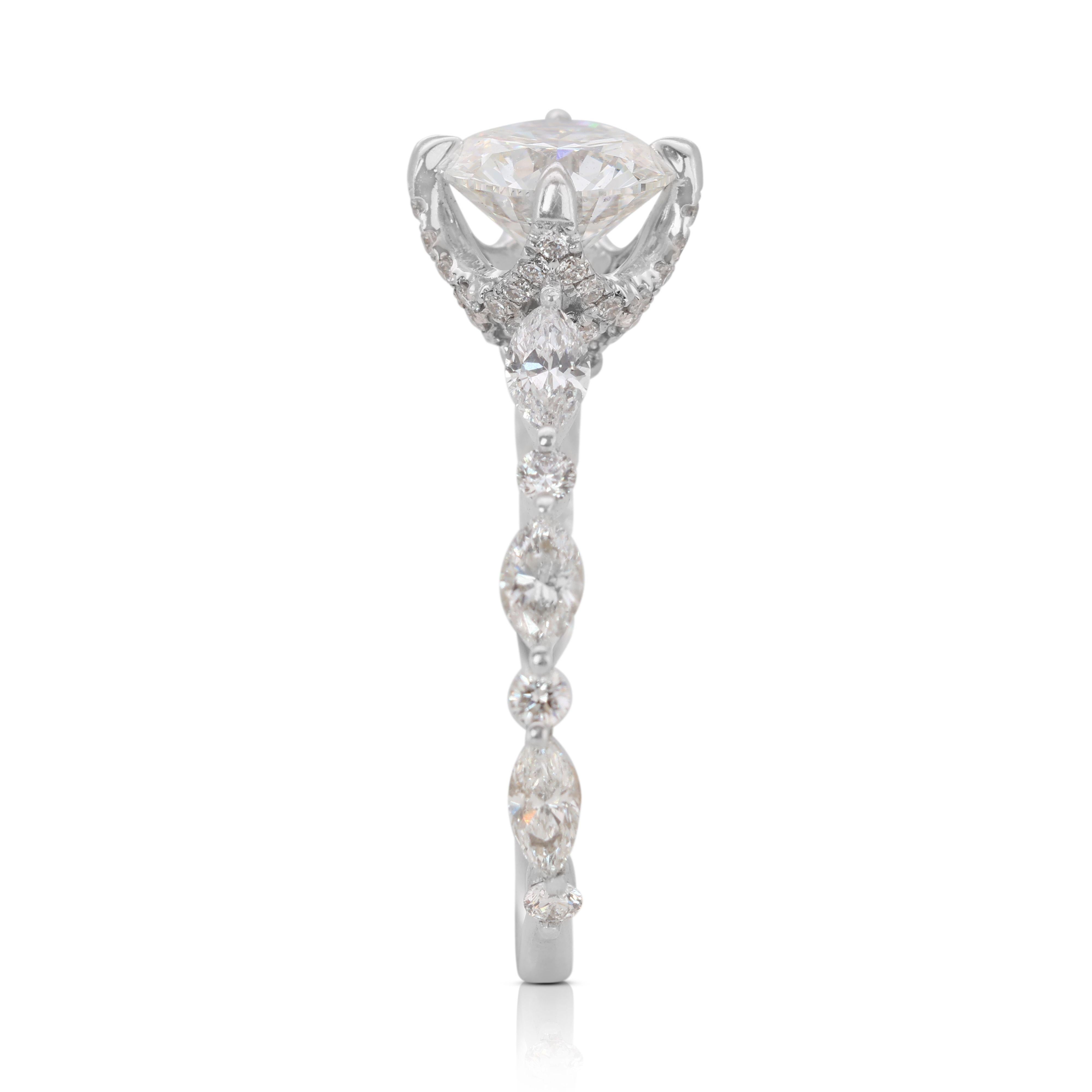Gorgeous Rose-designed 18K White Gold Diamond Ring For Sale 2