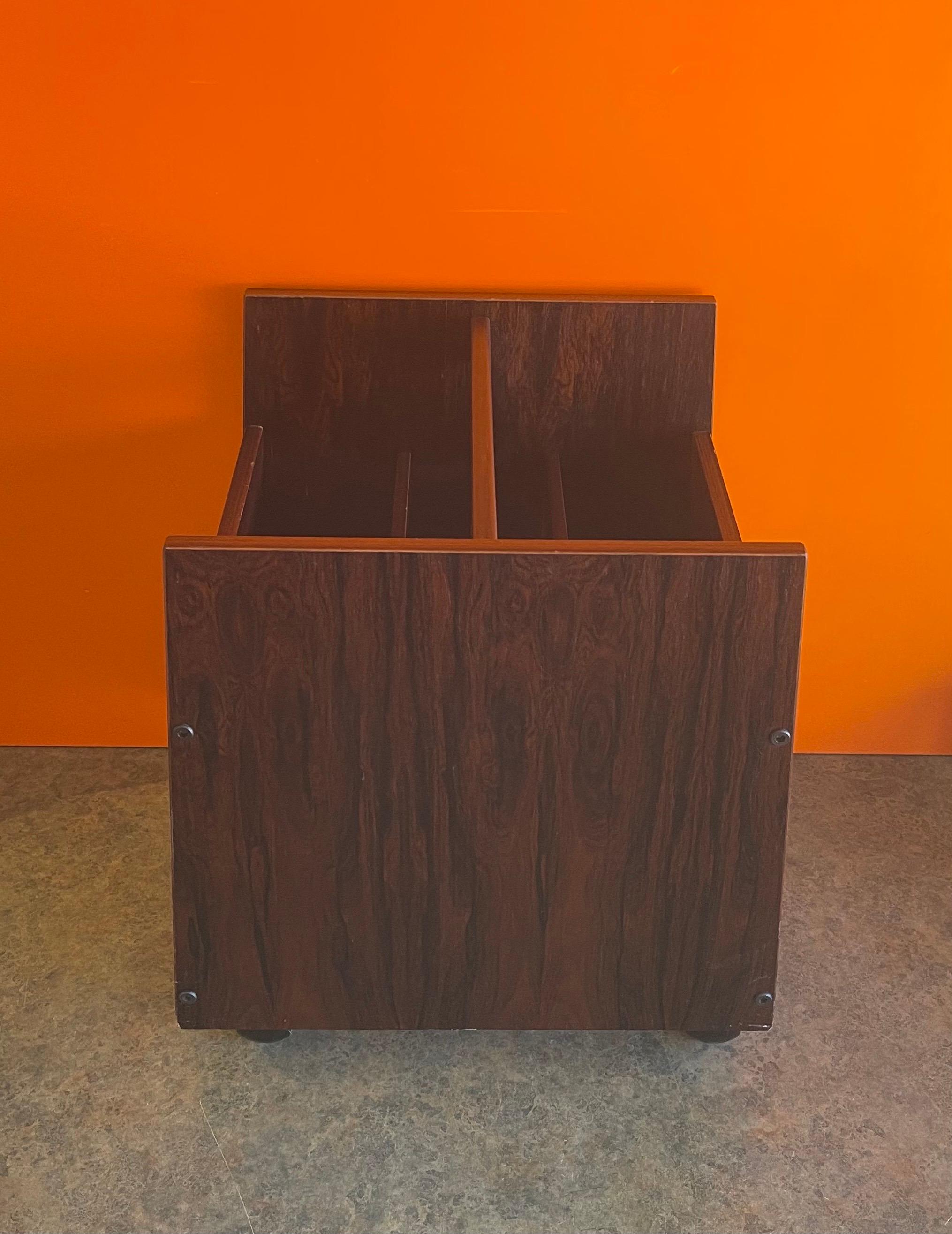 Gorgeous Rosewood Record / Magazine Holder by Rolf Hesland for Bruksbo of Norway In Good Condition In San Diego, CA
