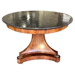 Gorgeous Round 19th Century French Walnut Gueridon with Marble Top