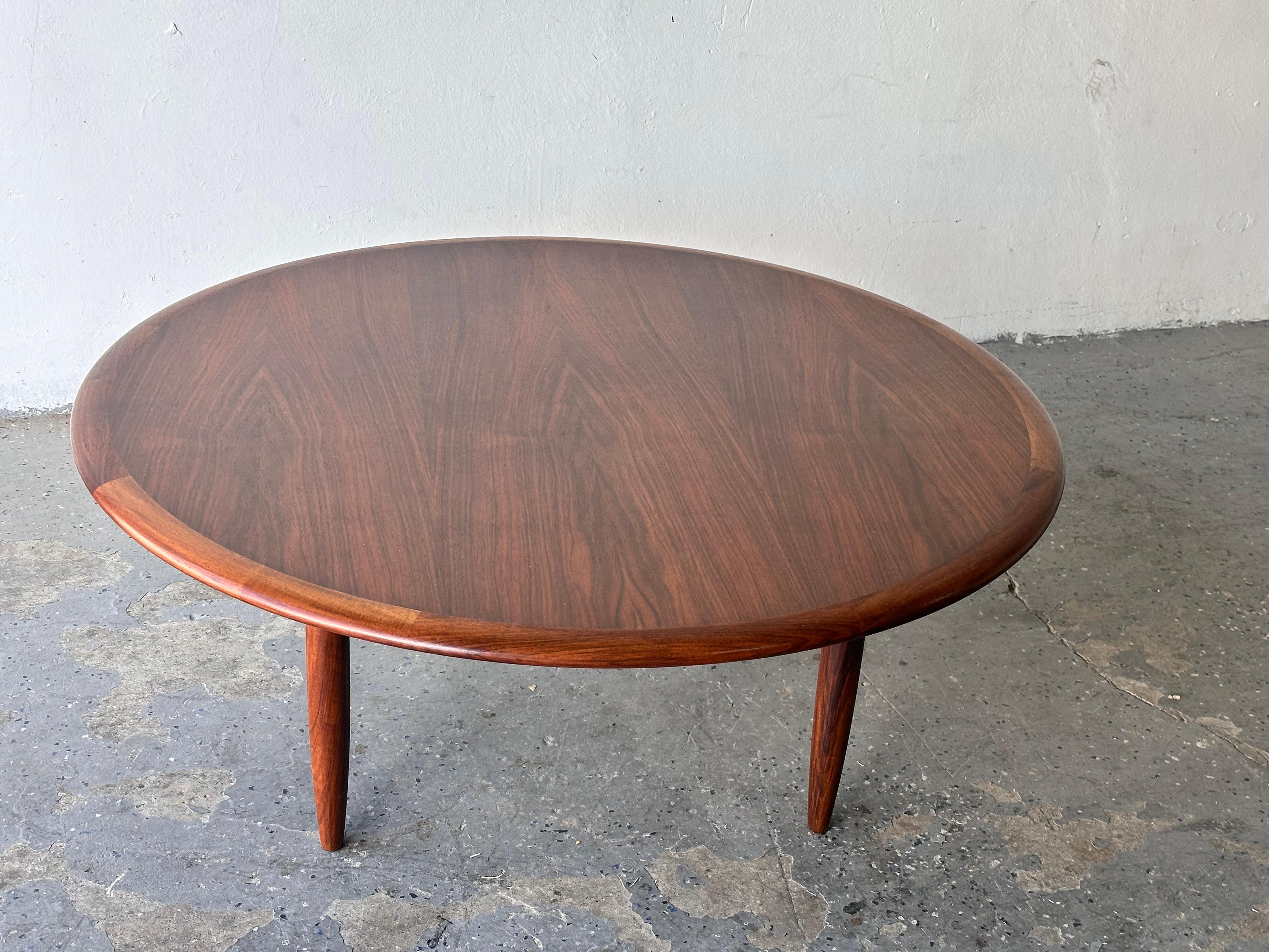 Gorgeous Round Walnut Mid Century Danish Modern Coffee Table Imported By Schwarz 6