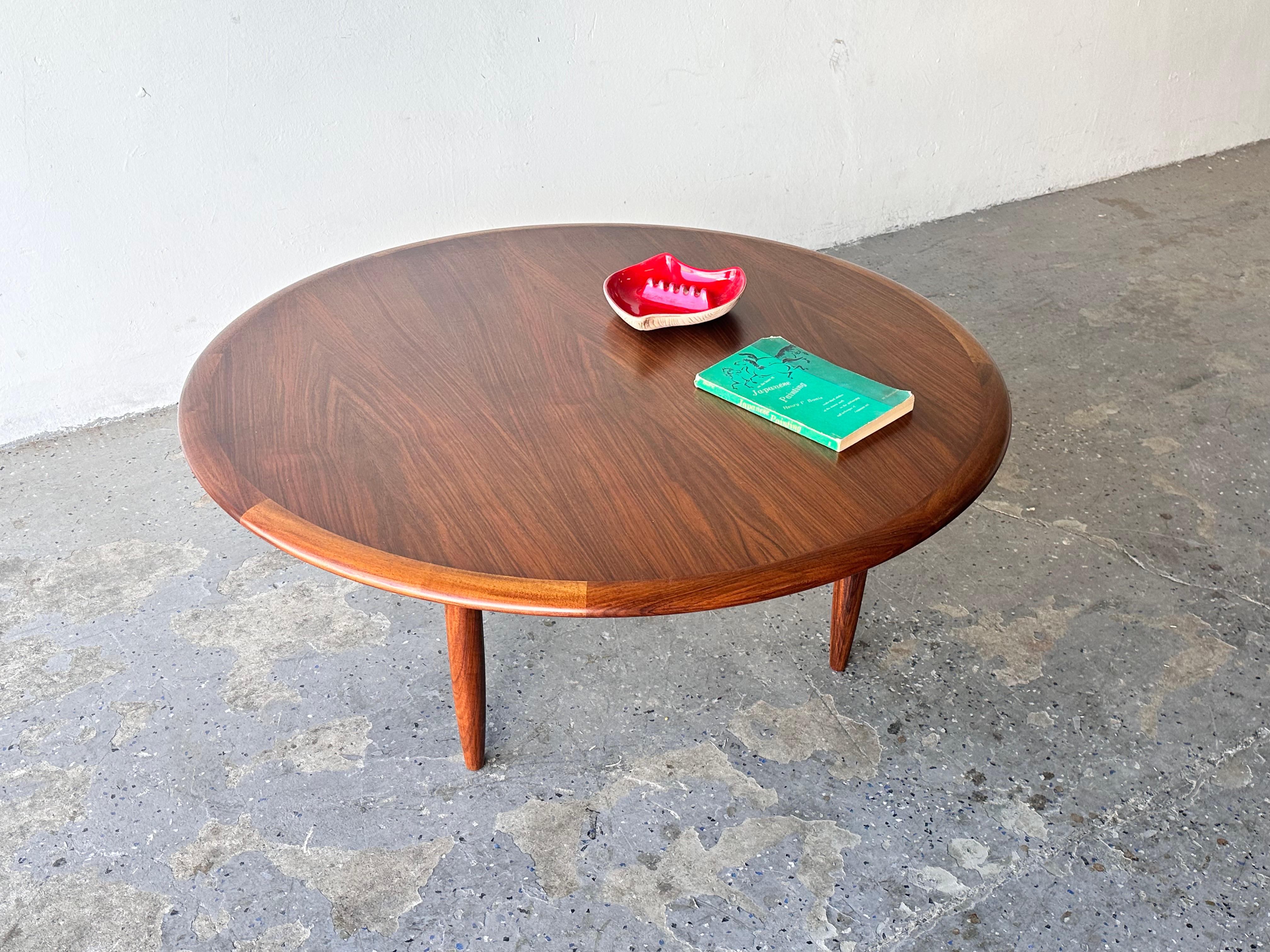Gorgeous Round Walnut Mid Century Danish Modern Coffee Table Imported By Schwarz 3