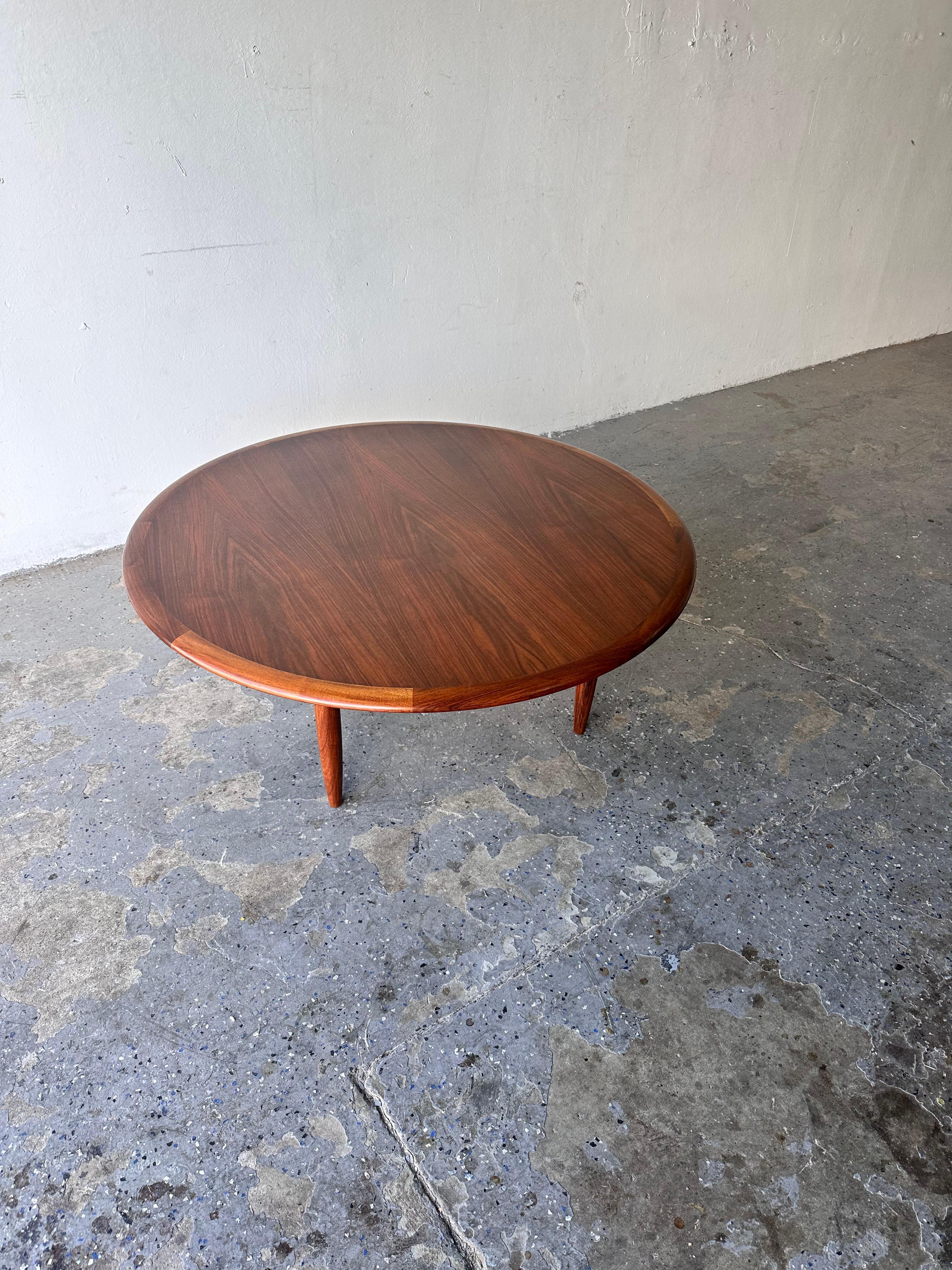 Gorgeous Round Walnut Mid Century Danish Modern Coffee Table Imported By Schwarz 5