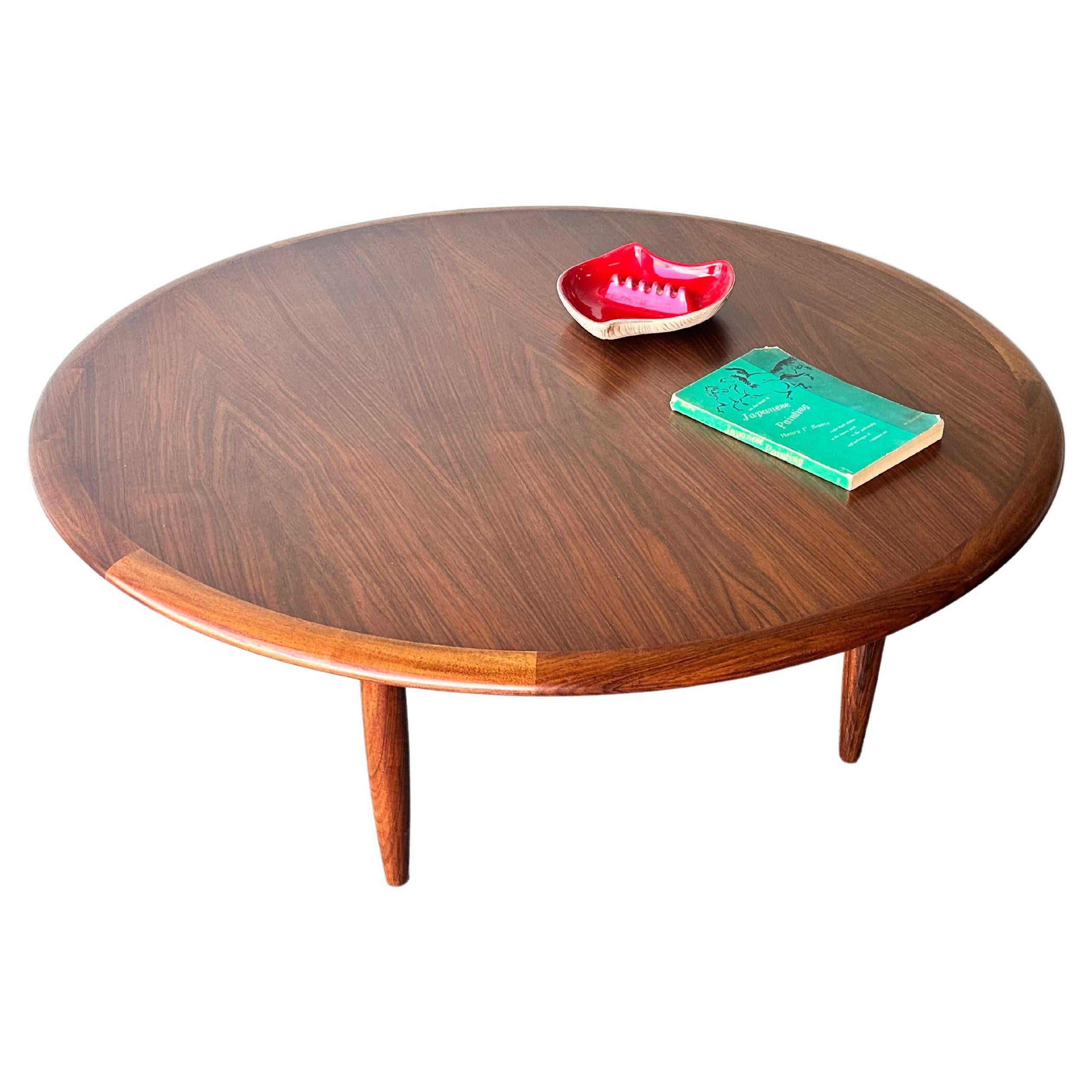 Gorgeous Round Walnut Mid Century Danish Modern Coffee Table Imported By Schwarz