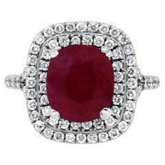 Gorgeous Ruby and Diamond Cluster Ring