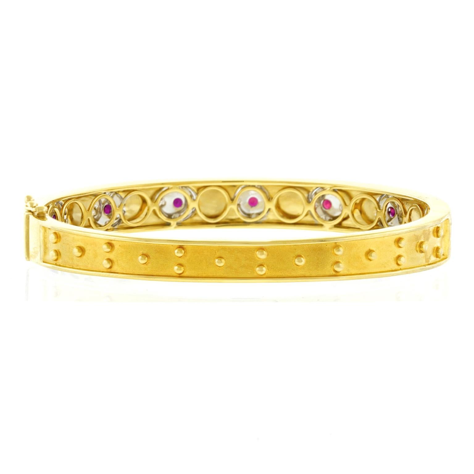 Gorgeous Ruby and Diamond set Gold Bangle by Spark Creations 2